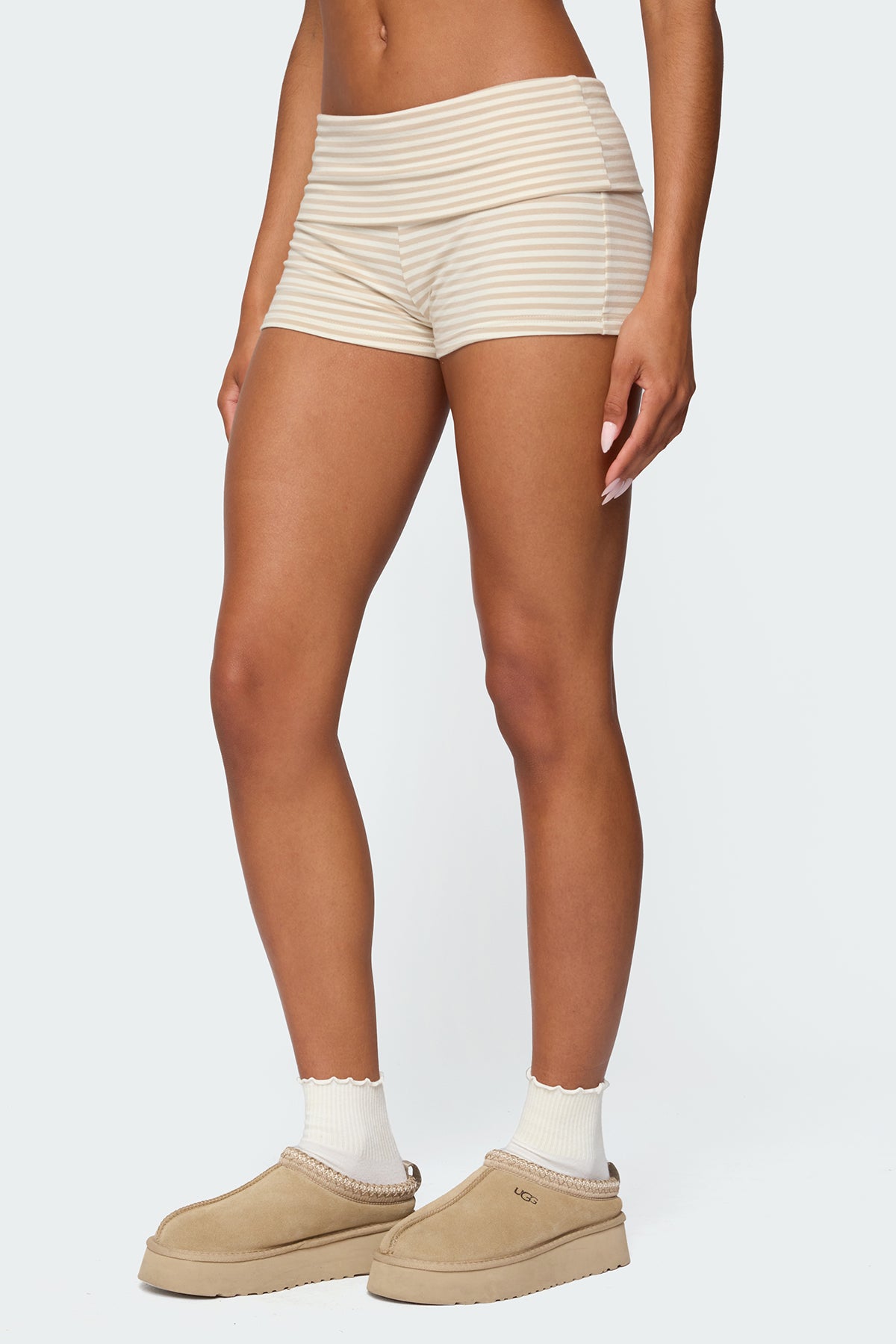 Kodi Striped Fold Over Shorts-Milans Time