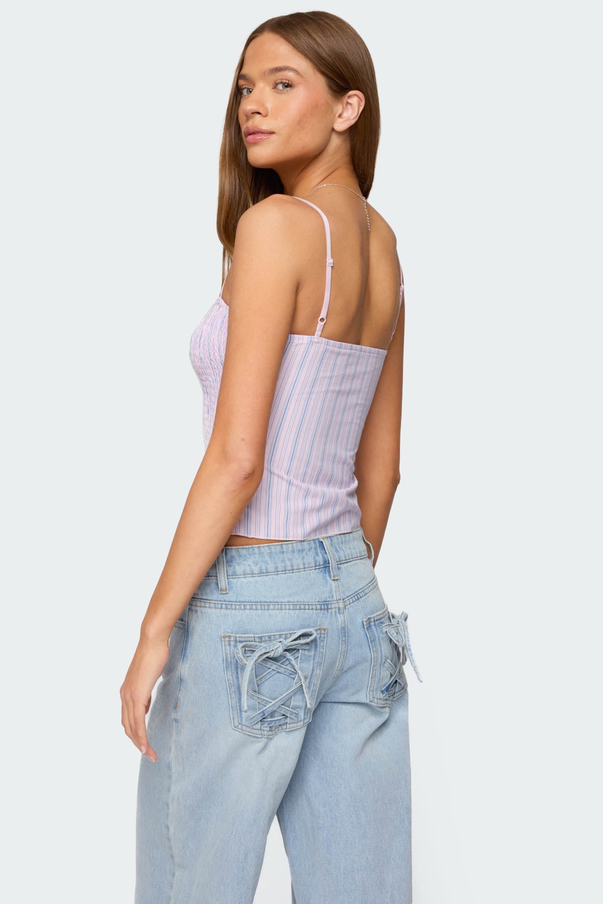 Leela Scrunch Striped Tank Top-Milans Time
