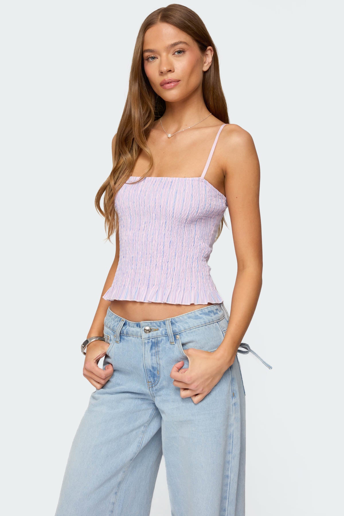 Leela Scrunch Striped Tank Top-Milans Time