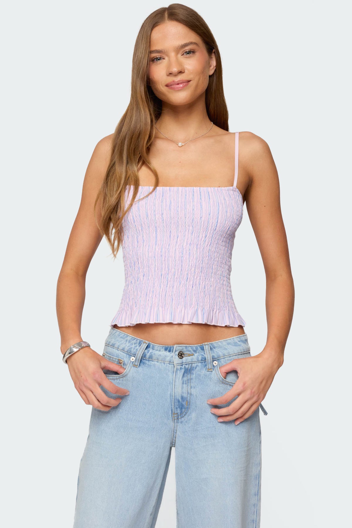 Leela Scrunch Striped Tank Top-Milans Time