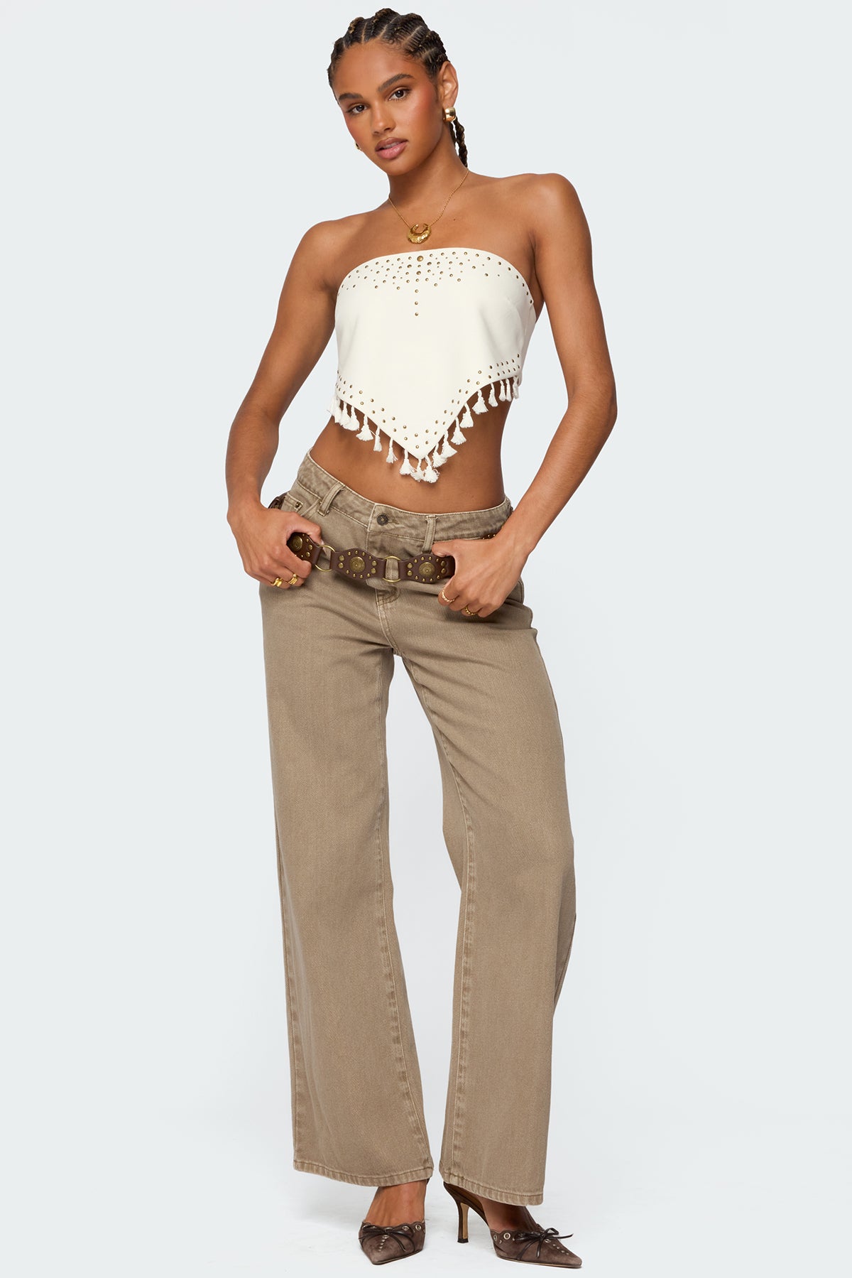 Stud & Tassel Handkerchief Top-Milans Time