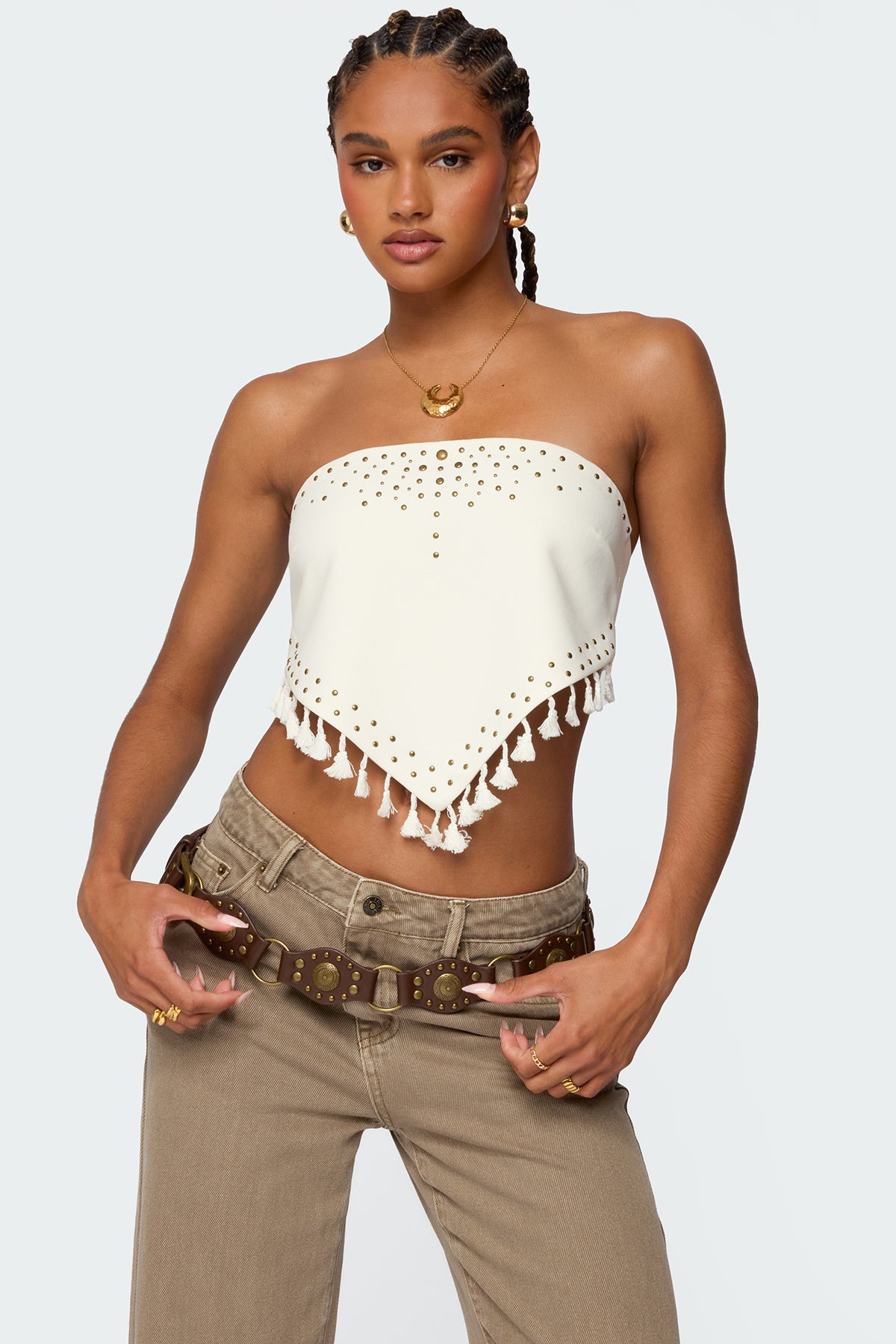 Stud & Tassel Handkerchief Top-Milans Time