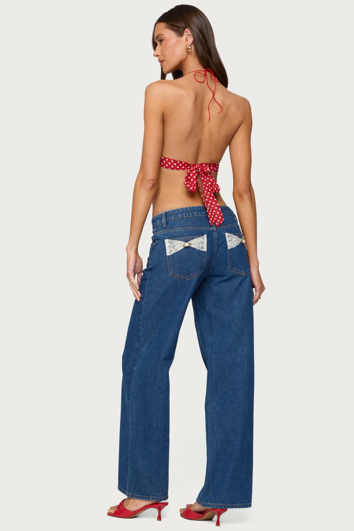 Polka Dot Backless Chiffon Top-Milans Time