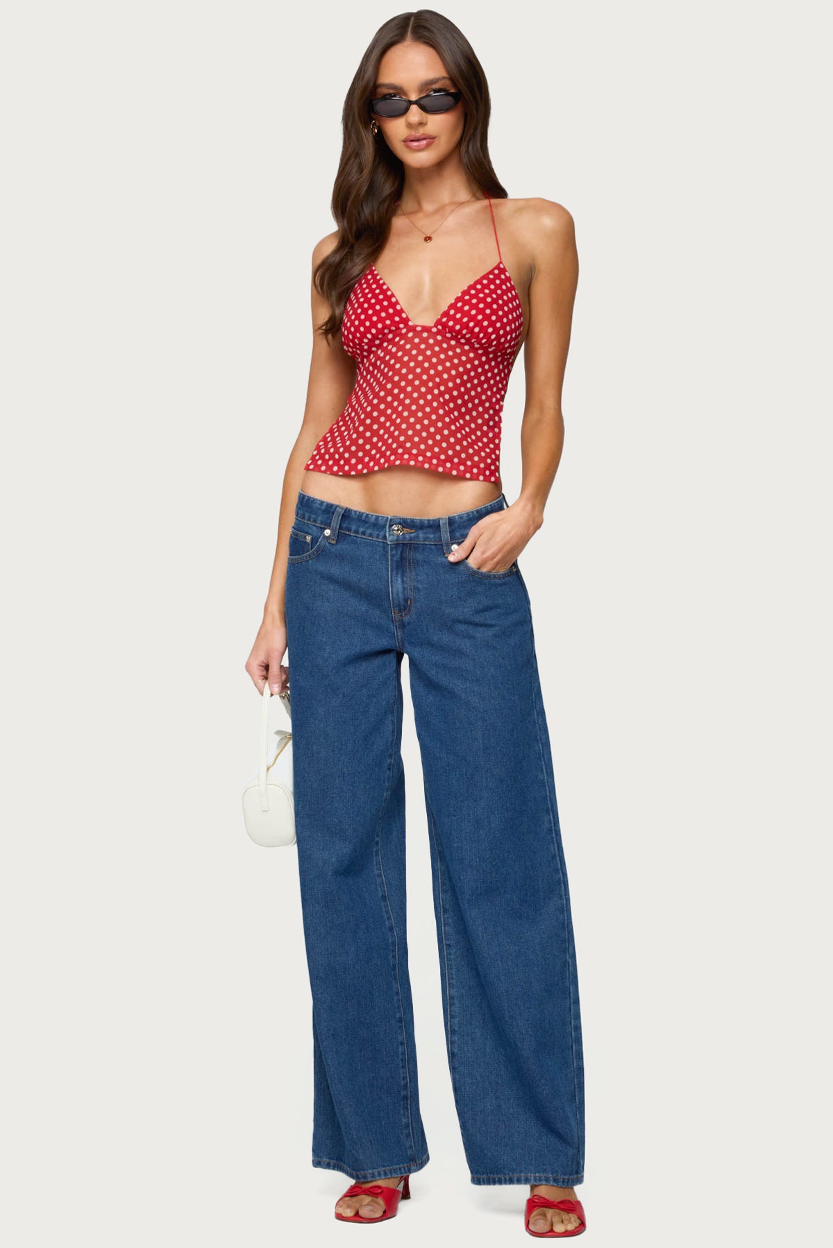 Polka Dot Backless Chiffon Top-Milans Time