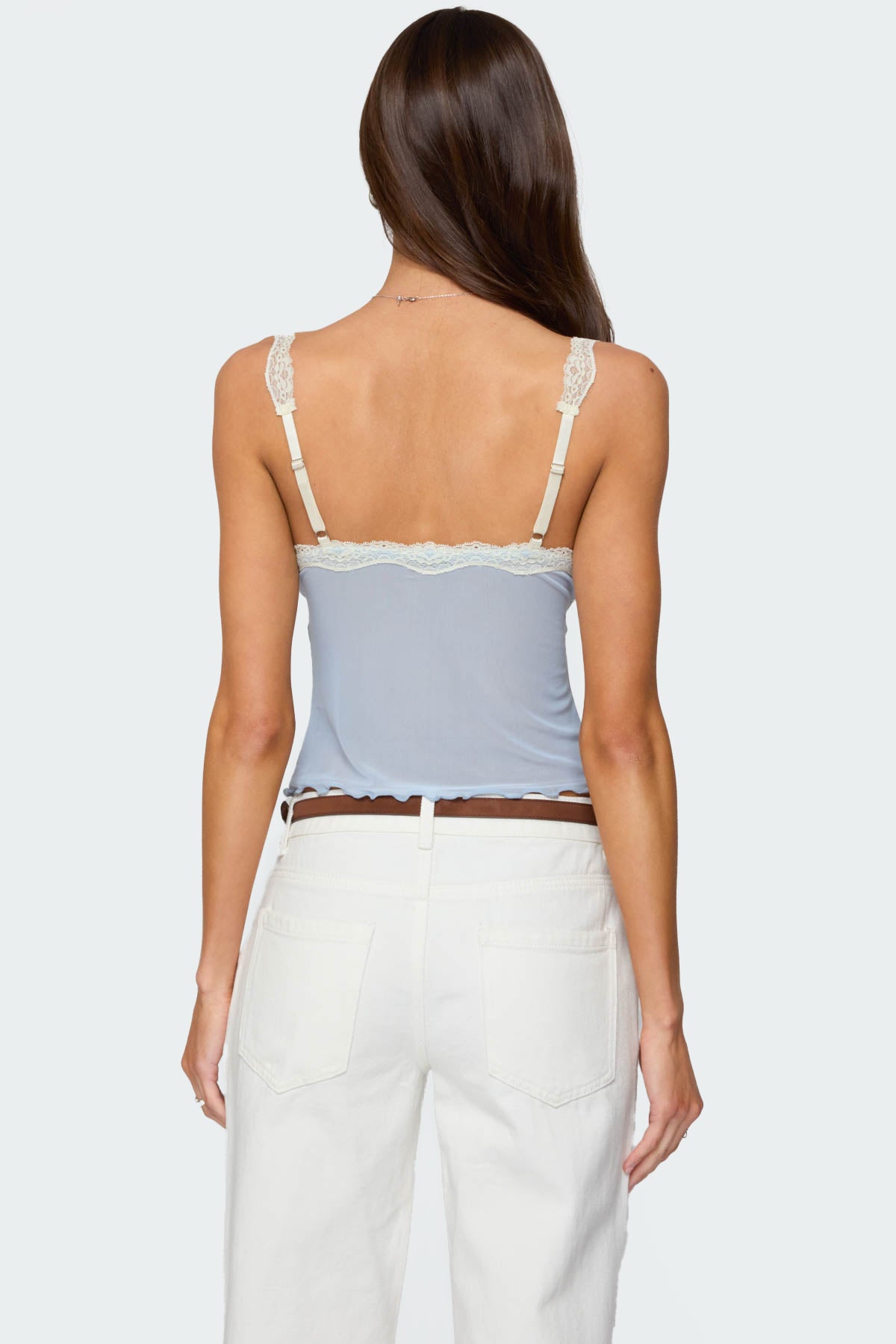 Contrast Lacey Mesh Tank Top-Milans Time