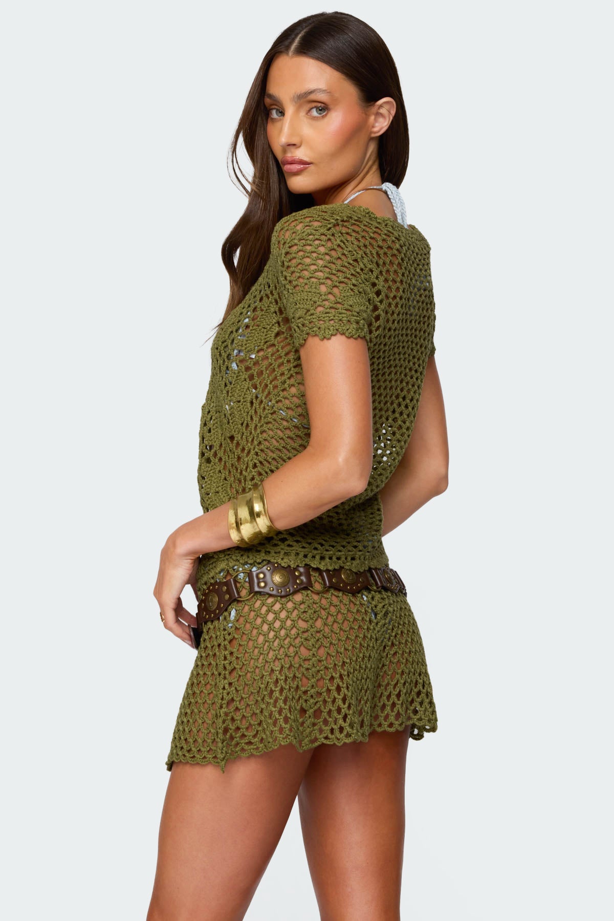 Mabelle Crochet Split Front Top-Milans Time