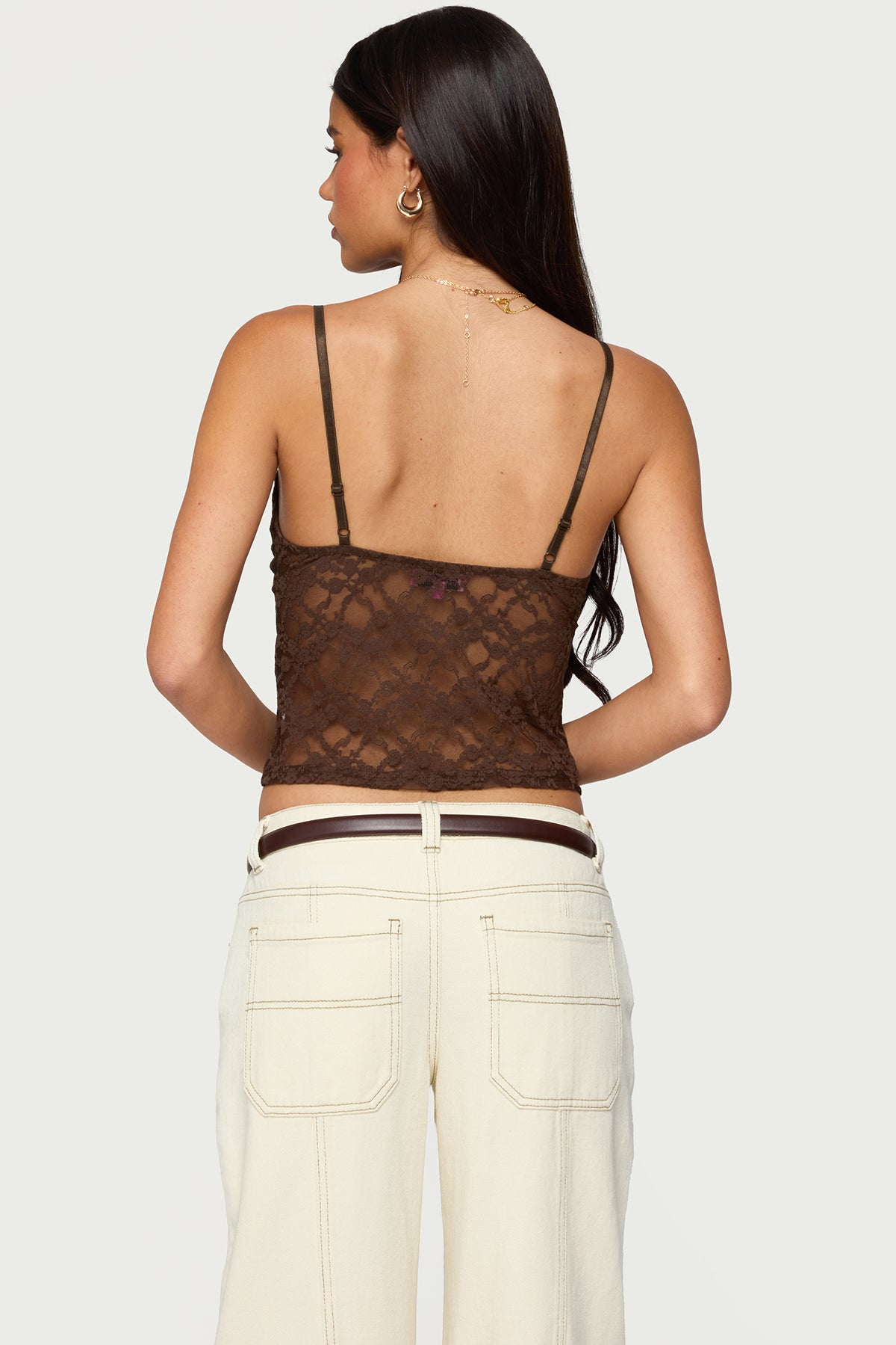 Sheer Lace Cutout Tank Top-Milans Time
