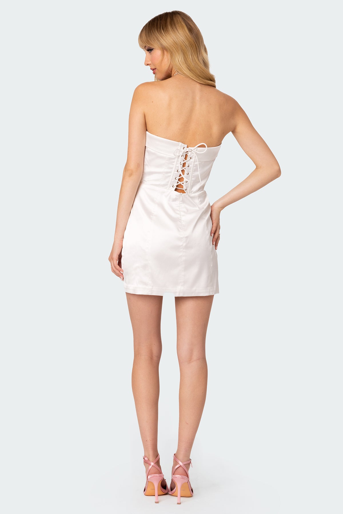 Fem Fold Over Satin Effect Mini Dress-Milans Time