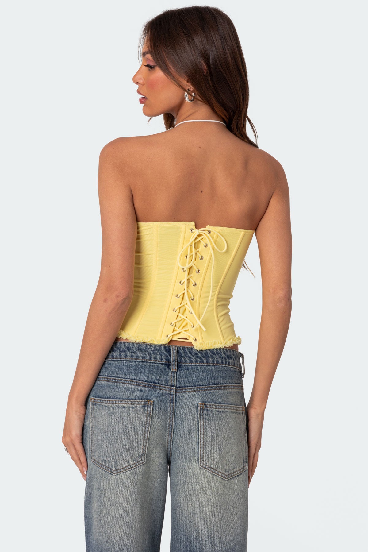 Deirdre Mesh Lace Up Corset-Milans Time