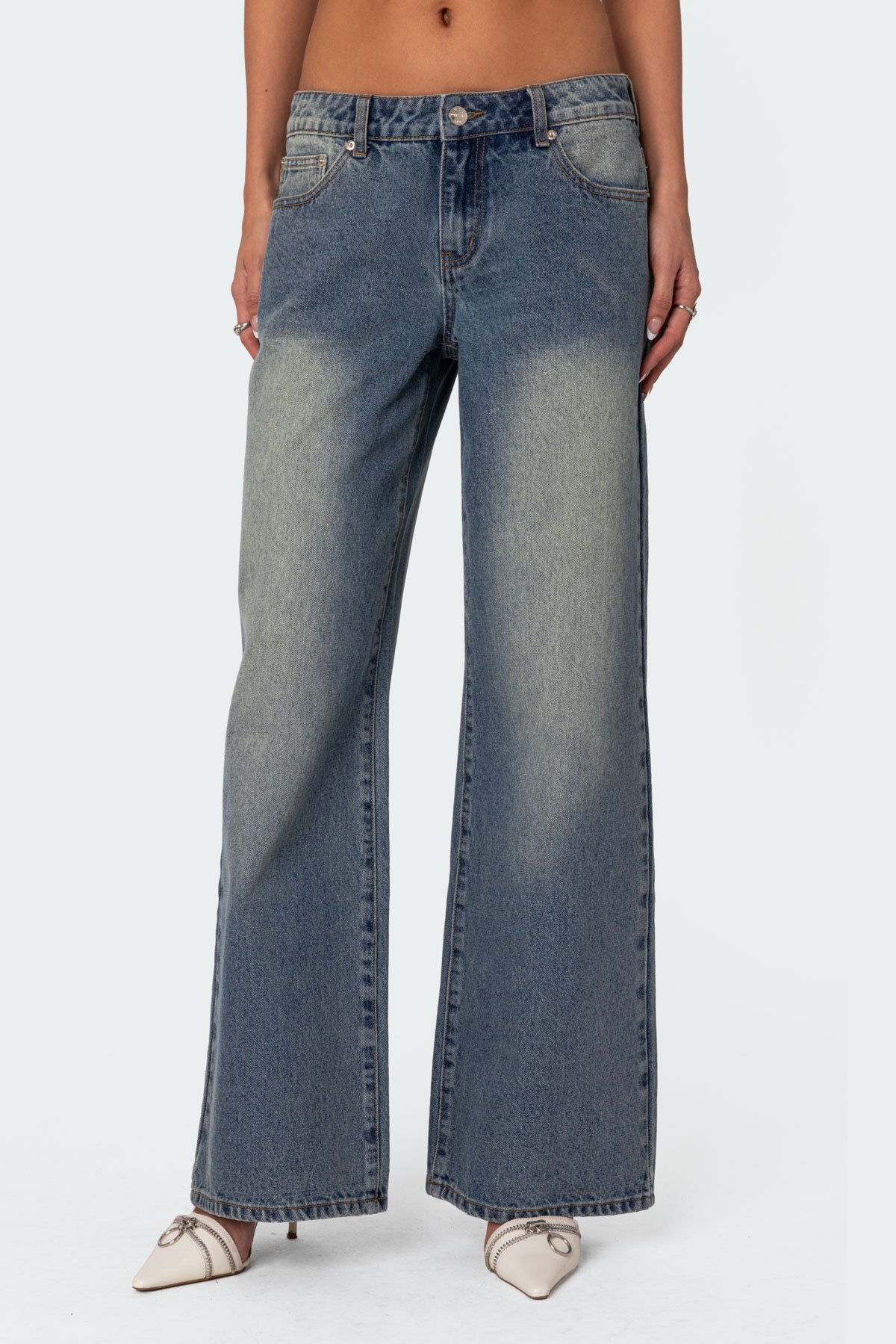 Magda Acid Wash Low Rise Baggy Jeans-Milans Time