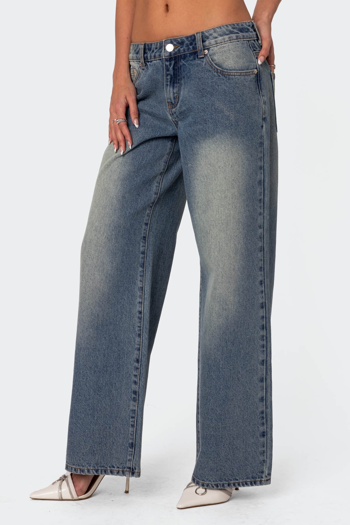 Magda Acid Wash Low Rise Baggy Jeans-Milans Time