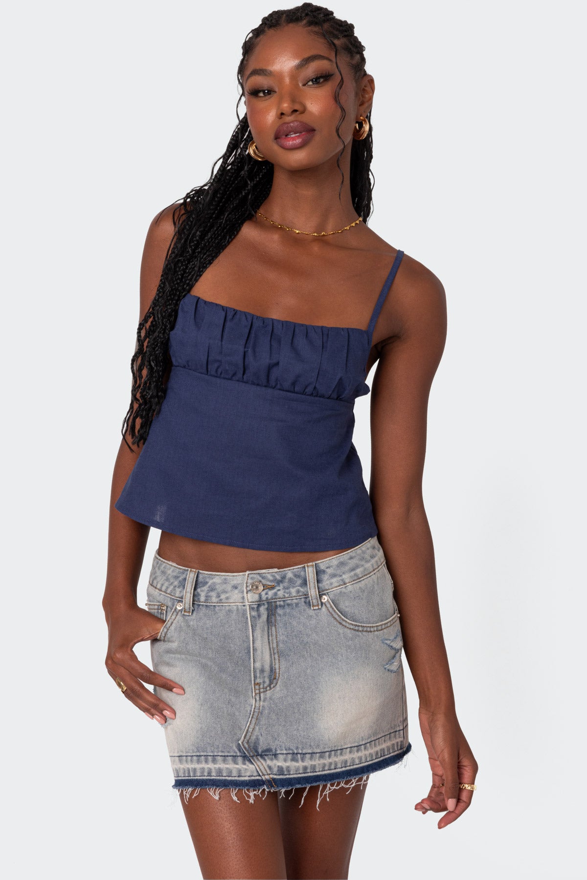 Linen Look Open Back Top-Milans Time