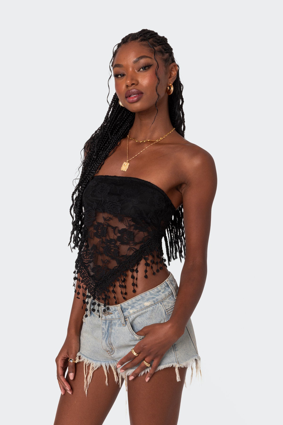 India Sheer Lace Strapless Top-Milans Time