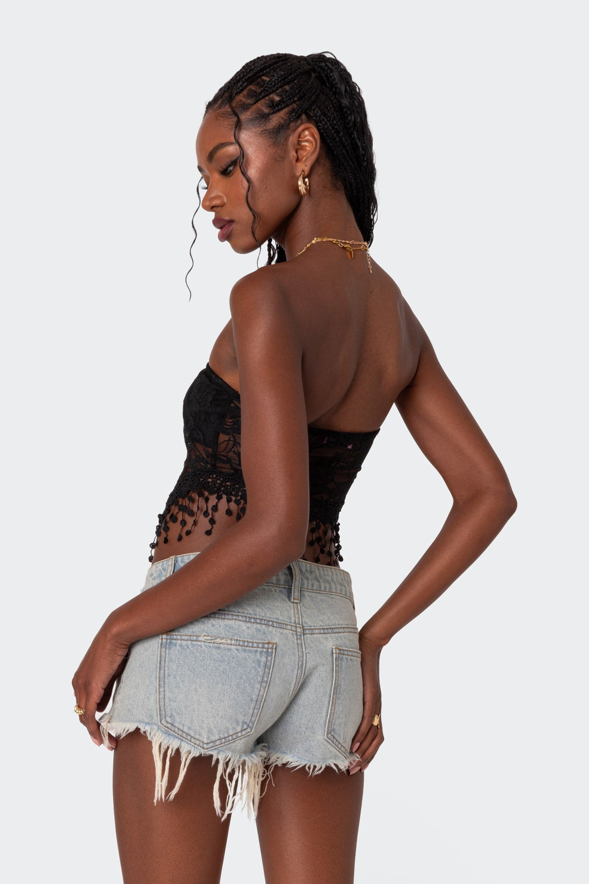 India Sheer Lace Strapless Top-Milans Time