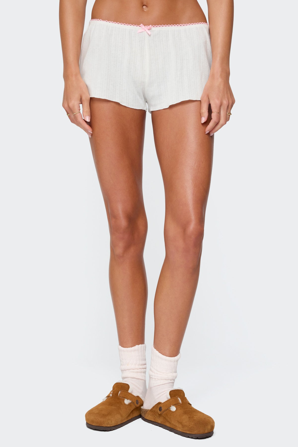 Linny Contrast Pointelle Shorts-Milans Time