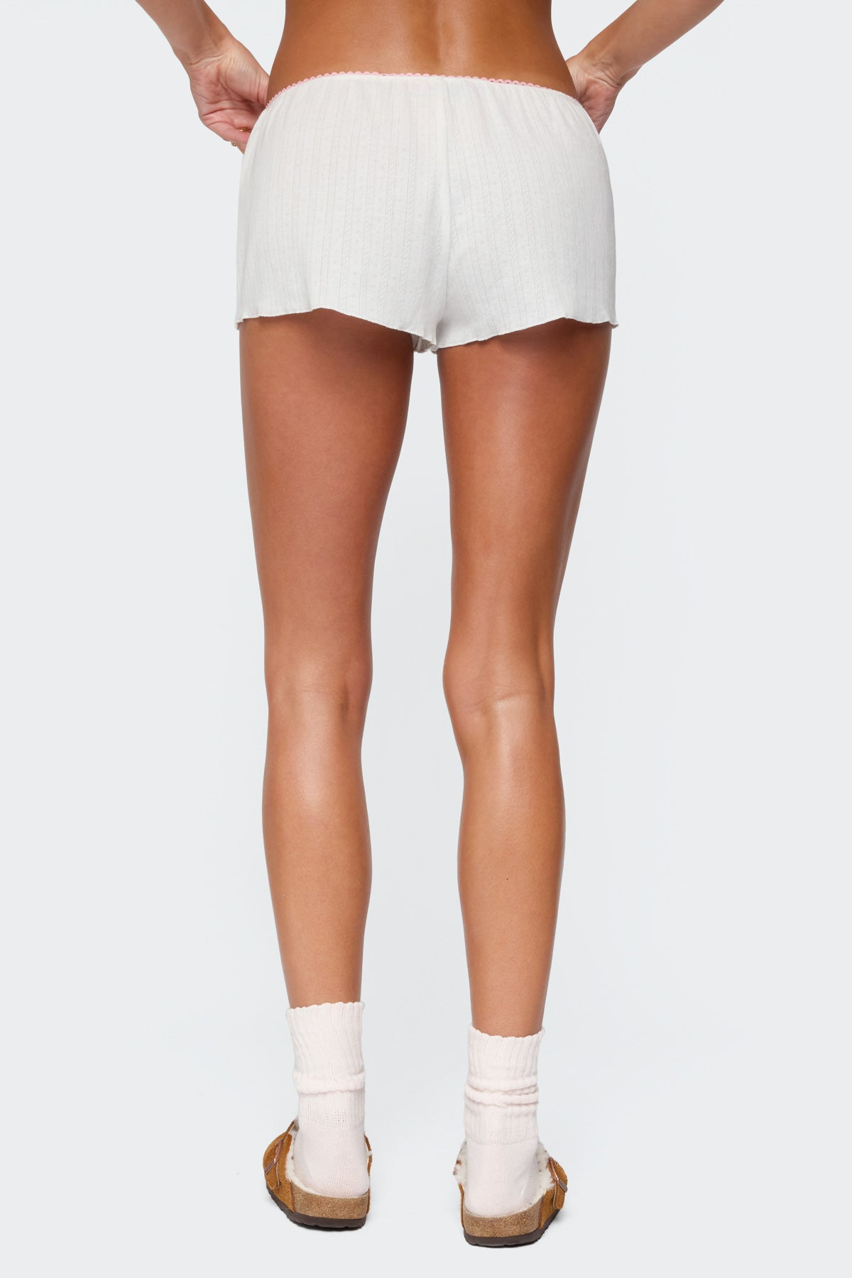 Linny Contrast Pointelle Shorts-Milans Time