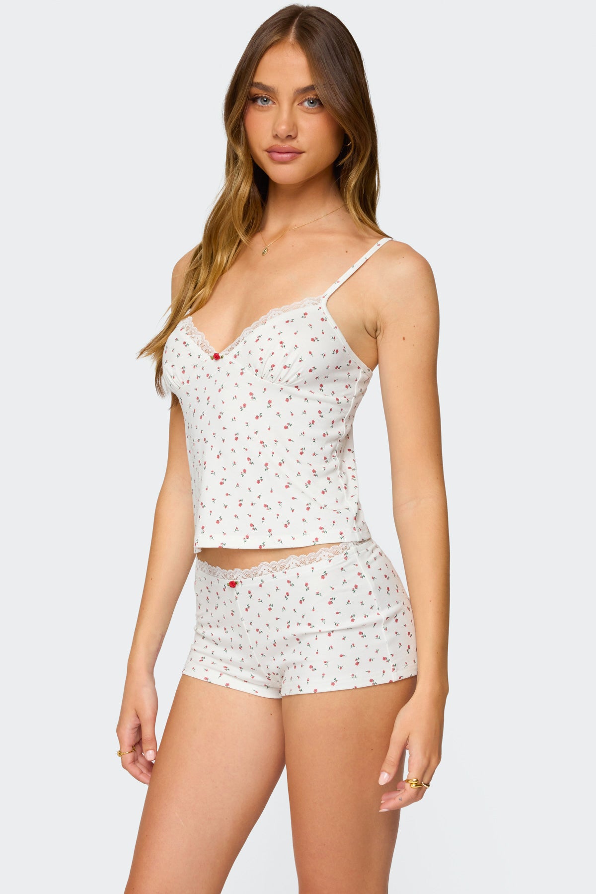 Viola Floral Lacey Tank Top-Milans Time