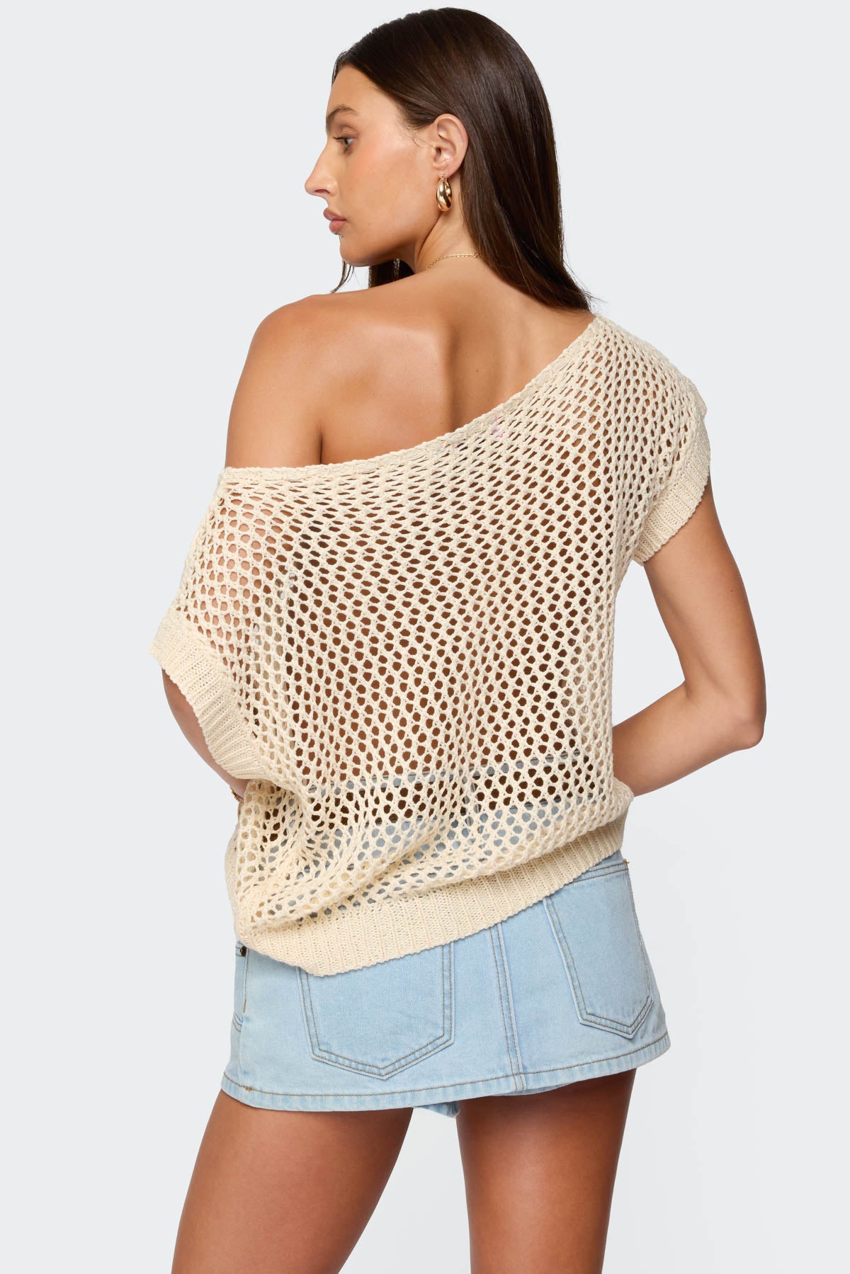 Trix Off Shoulder Open Knit Top-Milans Time