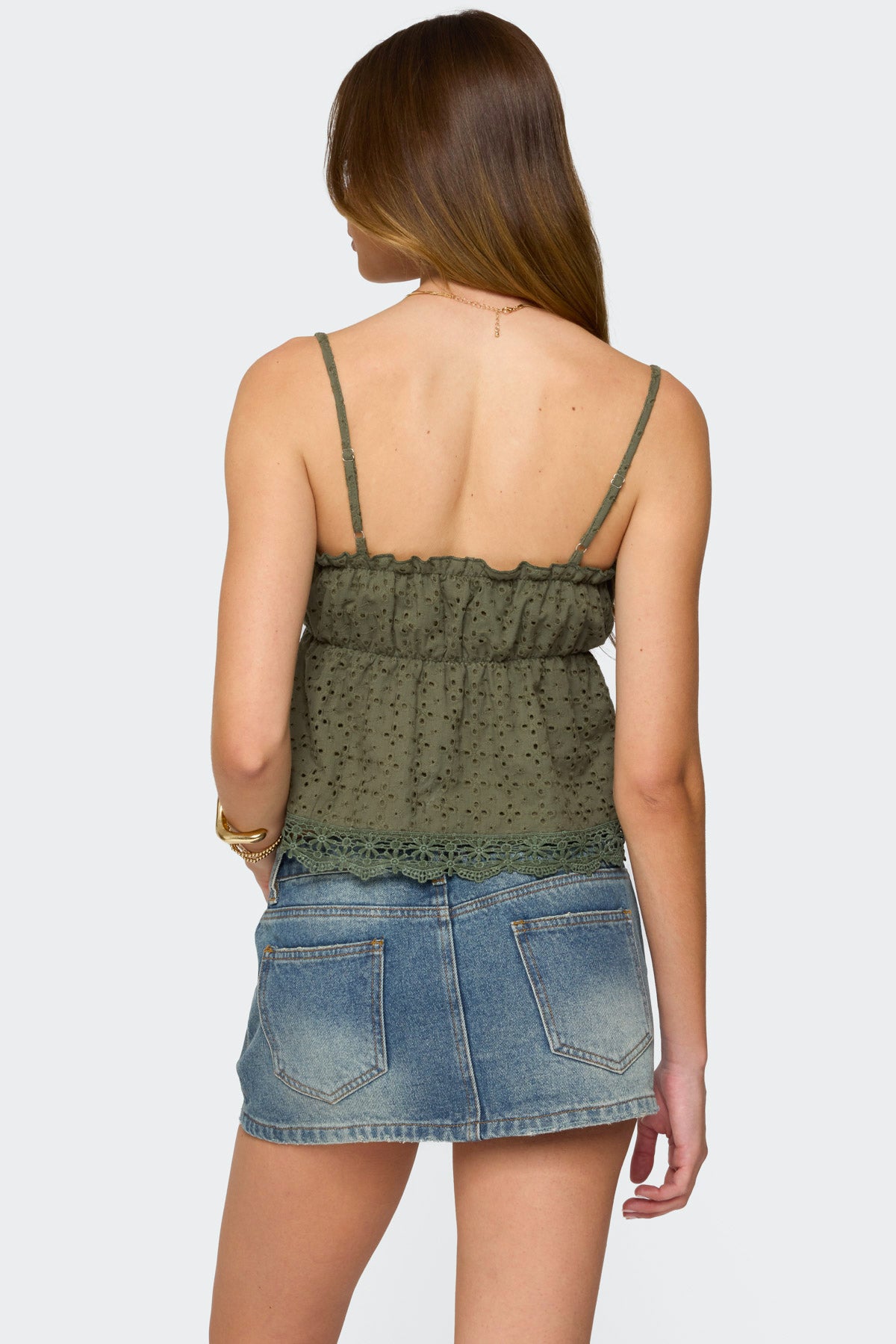 Orian Eyelet Babydoll Tank Top-Milans Time