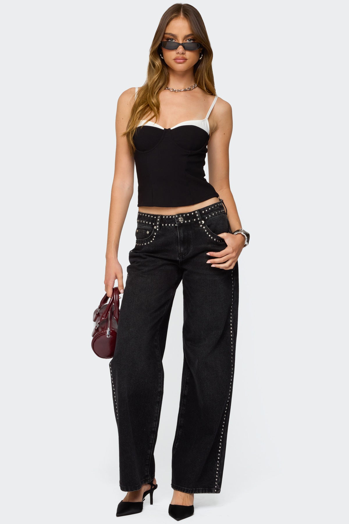 Contrast Peekaboo Corset-Milans Time