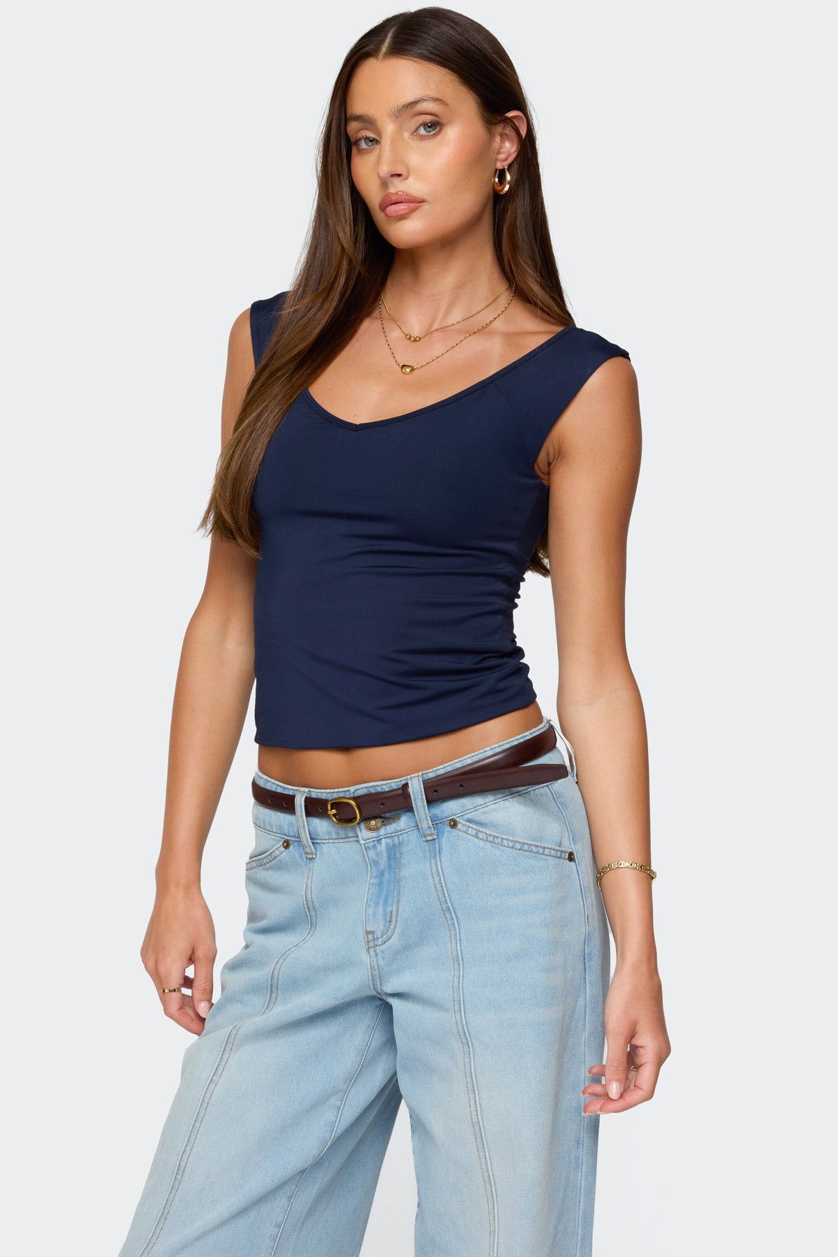 Angeline Wide V Neck Top-Milans Time