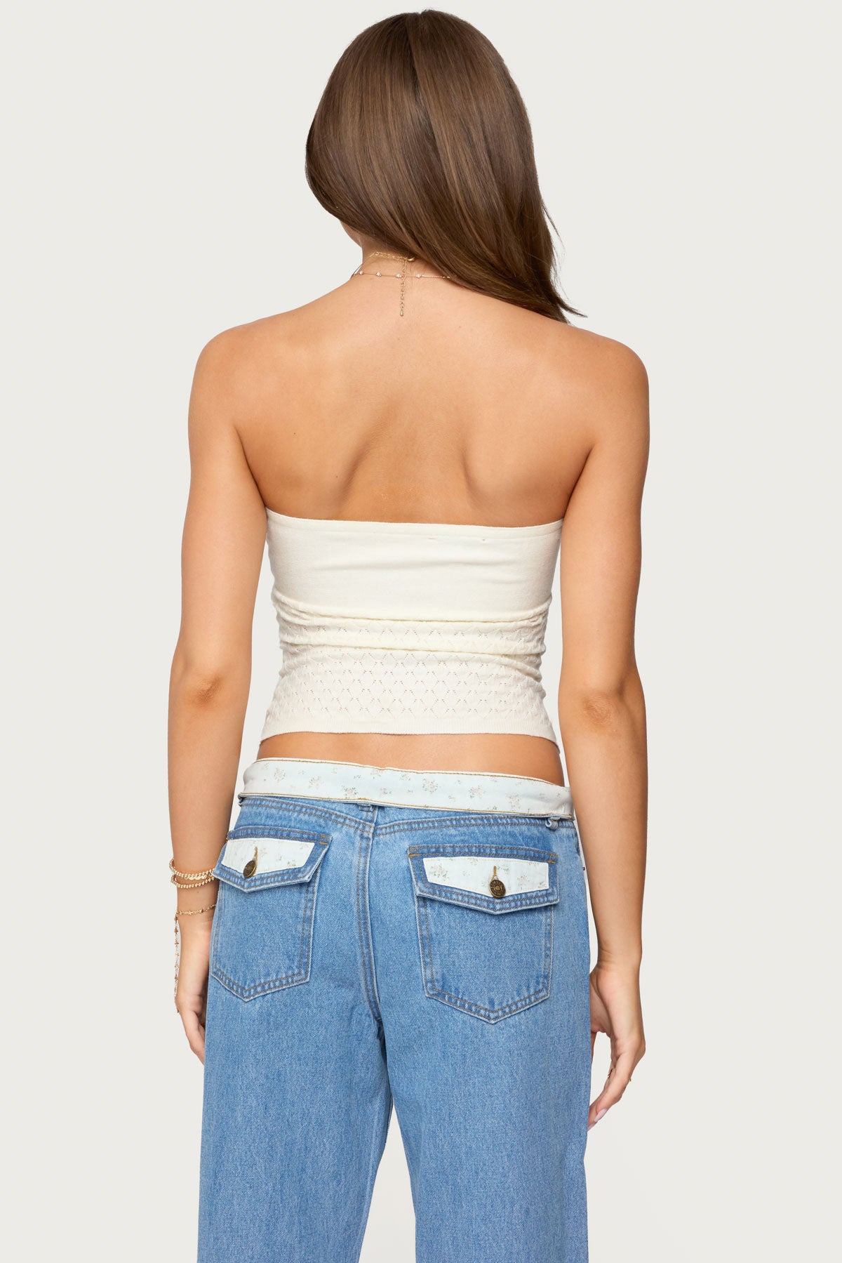 Textured Knit Strapless Cutout Top-Milans Time