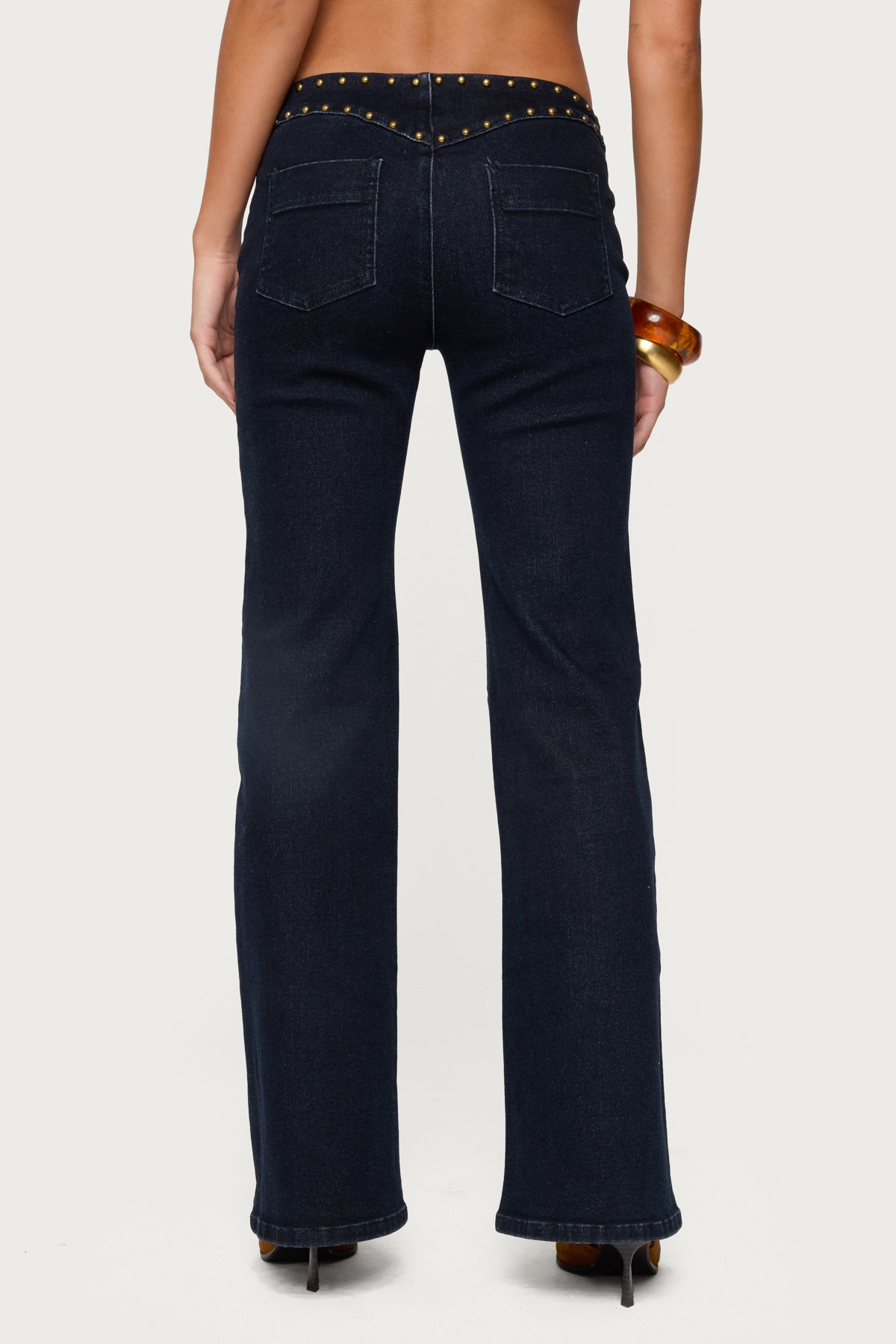 Carys Studded Low Rise Flared Jeans-Milans Time