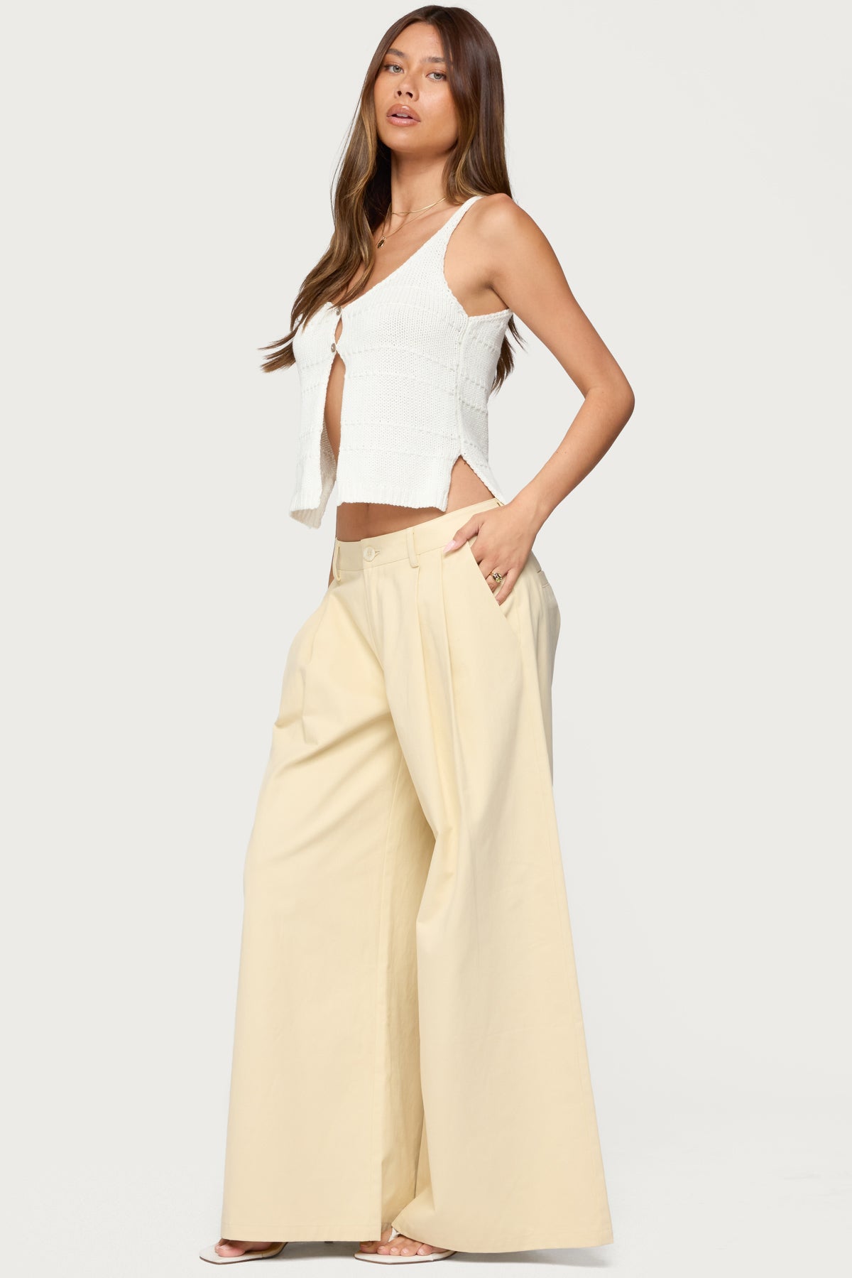 Mikinley Split Front Knit Tank Top-Milans Time