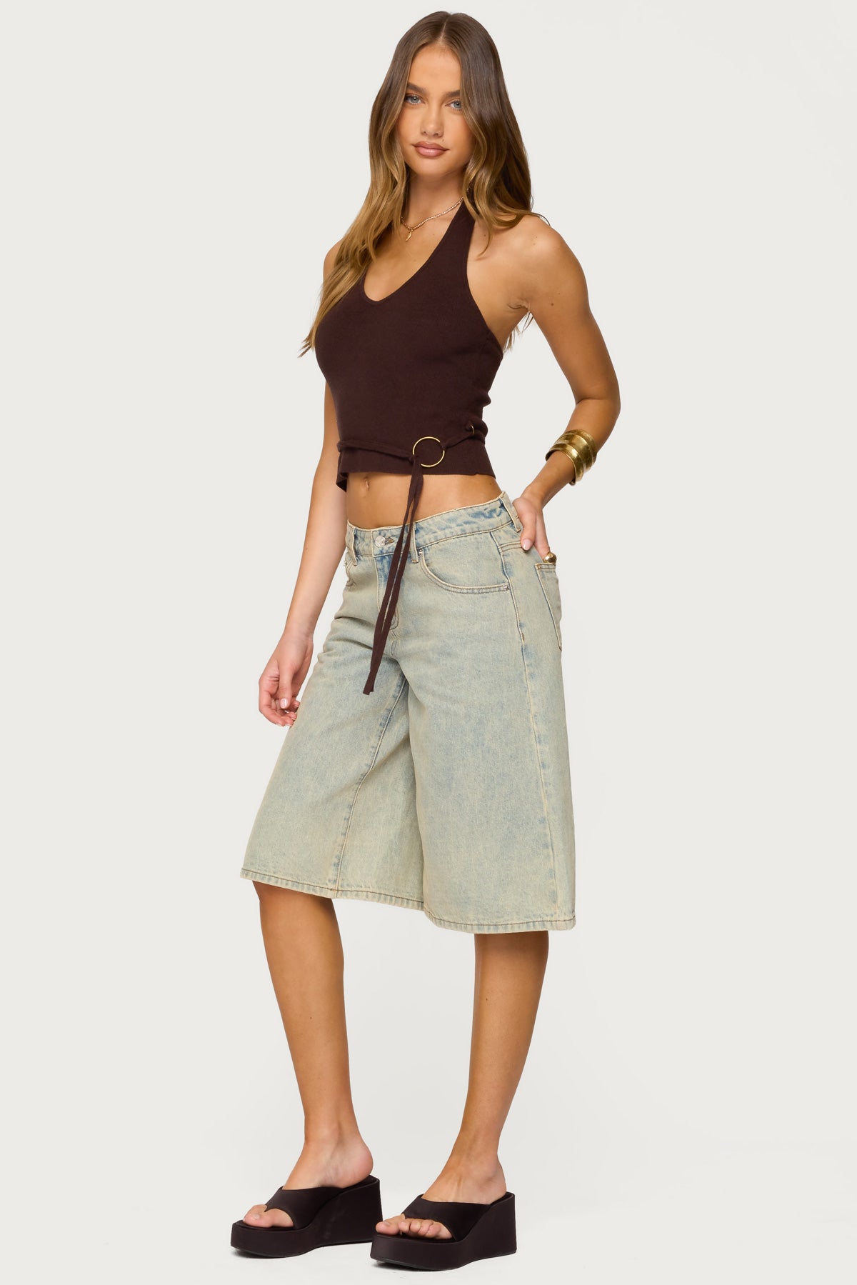 Kez Belted Knit Halter Top-Milans Time