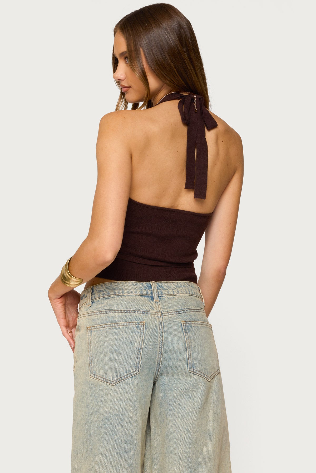 Kez Belted Knit Halter Top-Milans Time