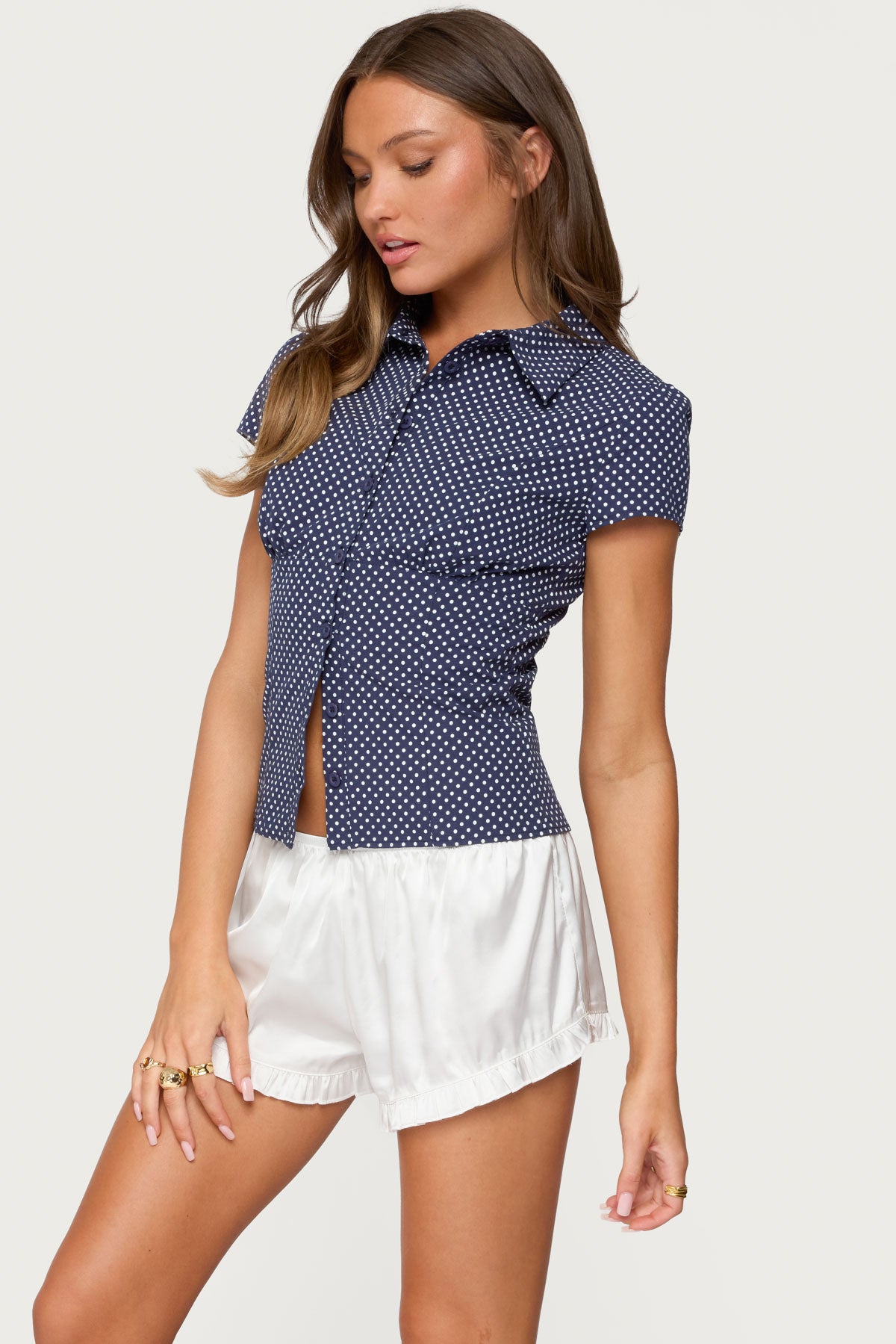 Polka Dot Tailored Button Up Shirt-Milans Time