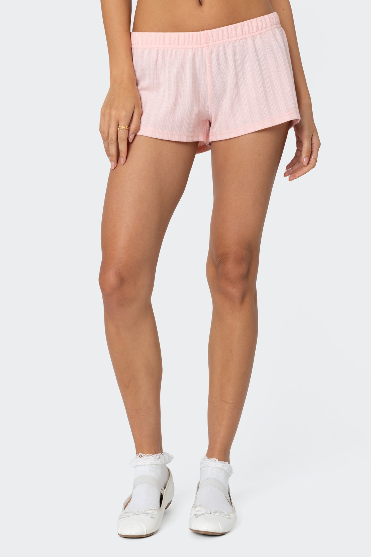 Irene Low Rise Pointelle Micro Shorts-Milans Time