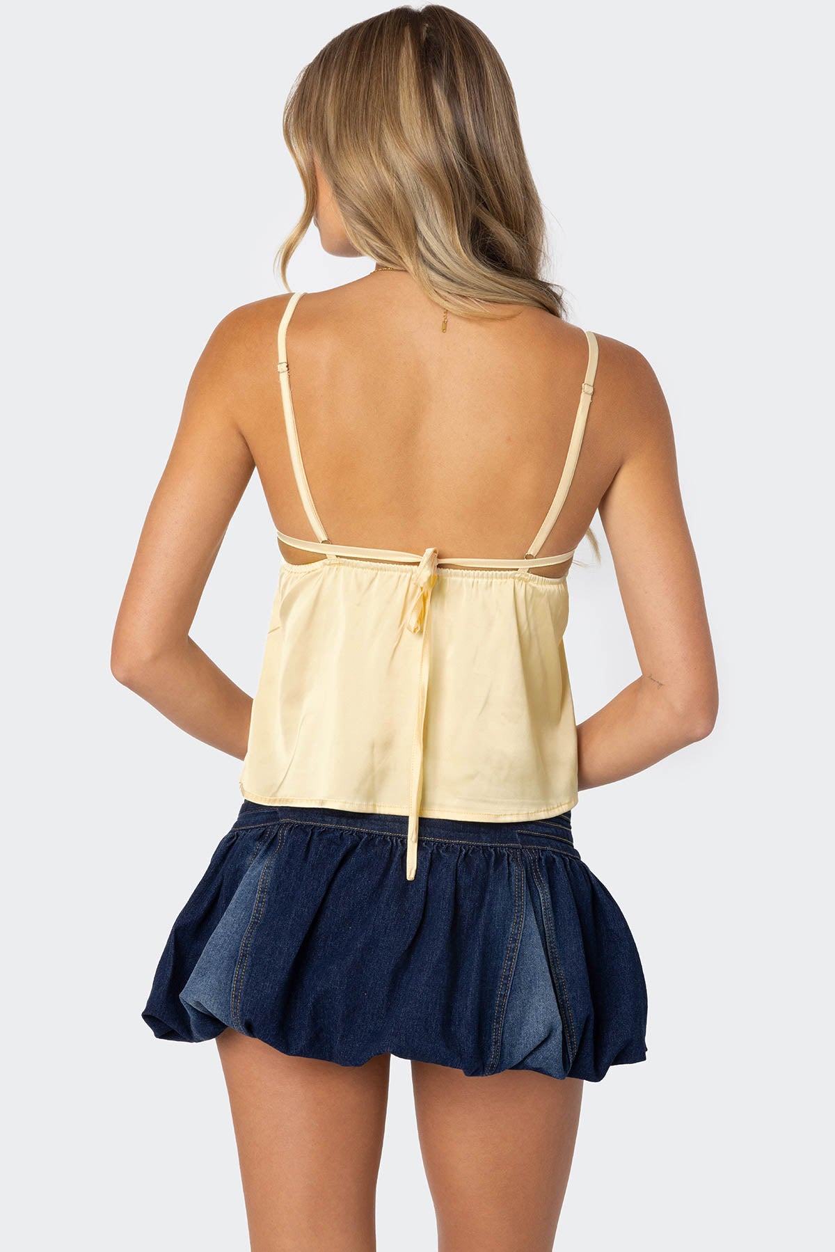 Blanca Satin Effect Lace Trim Tank Top-Milans Time