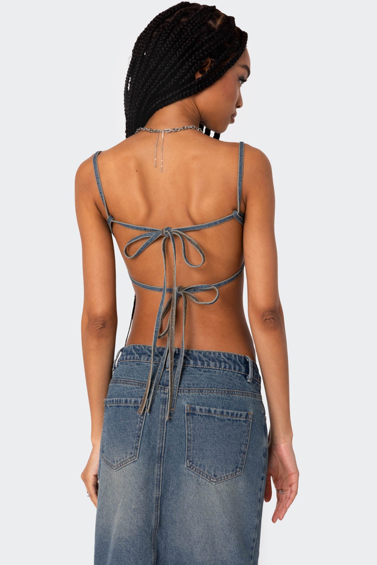 Lassy Washed Denim Bralette-Milans Time