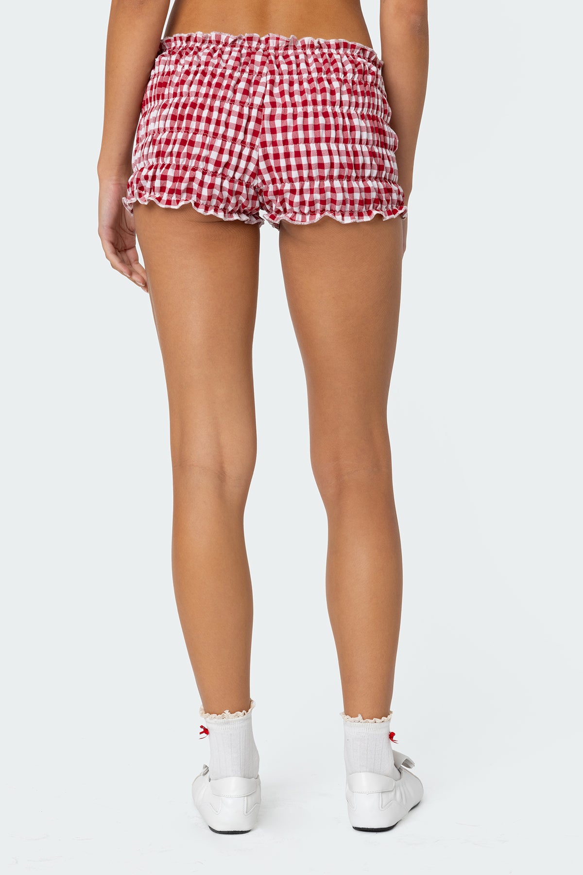 Gingham Scrunch Shorts-Milans Time