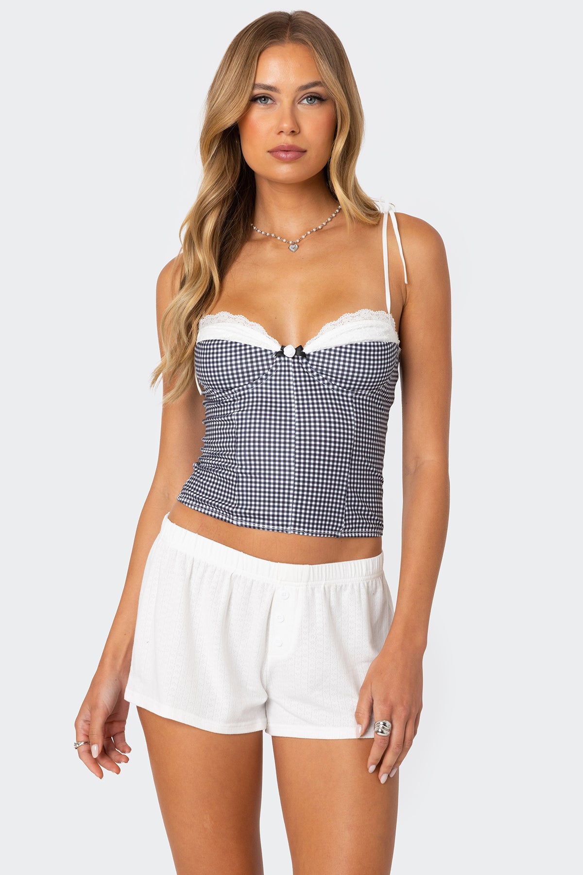 Peekaboo Lacey Gingham Corset-Milans Time