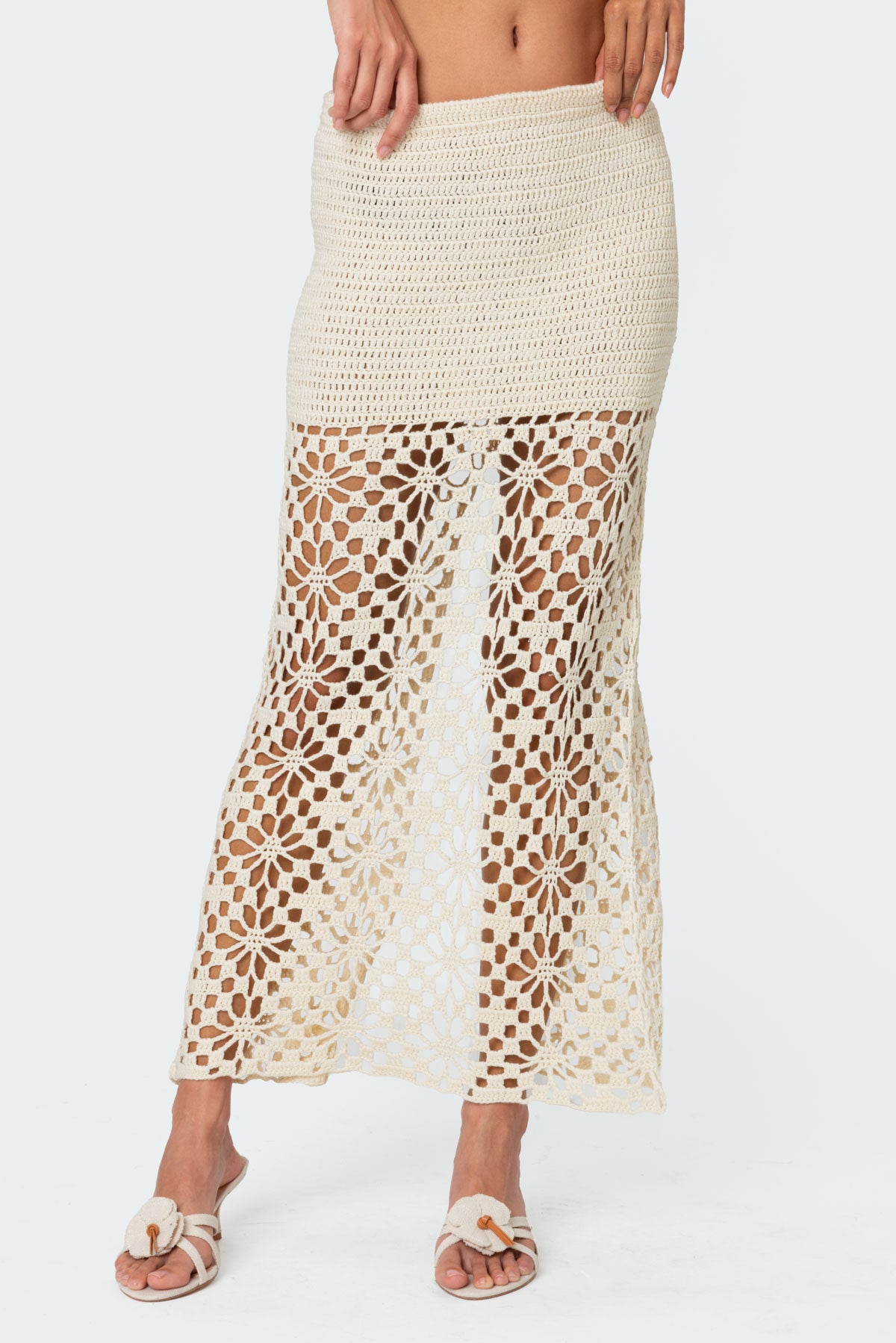 Ida Back Slit Crochet Maxi Skirt-Milans Time