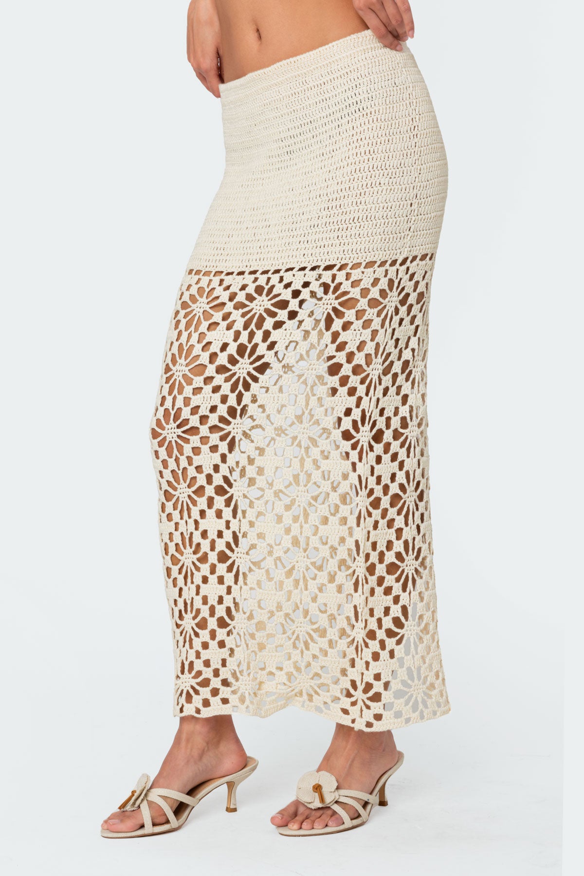 Ida Back Slit Crochet Maxi Skirt-Milans Time
