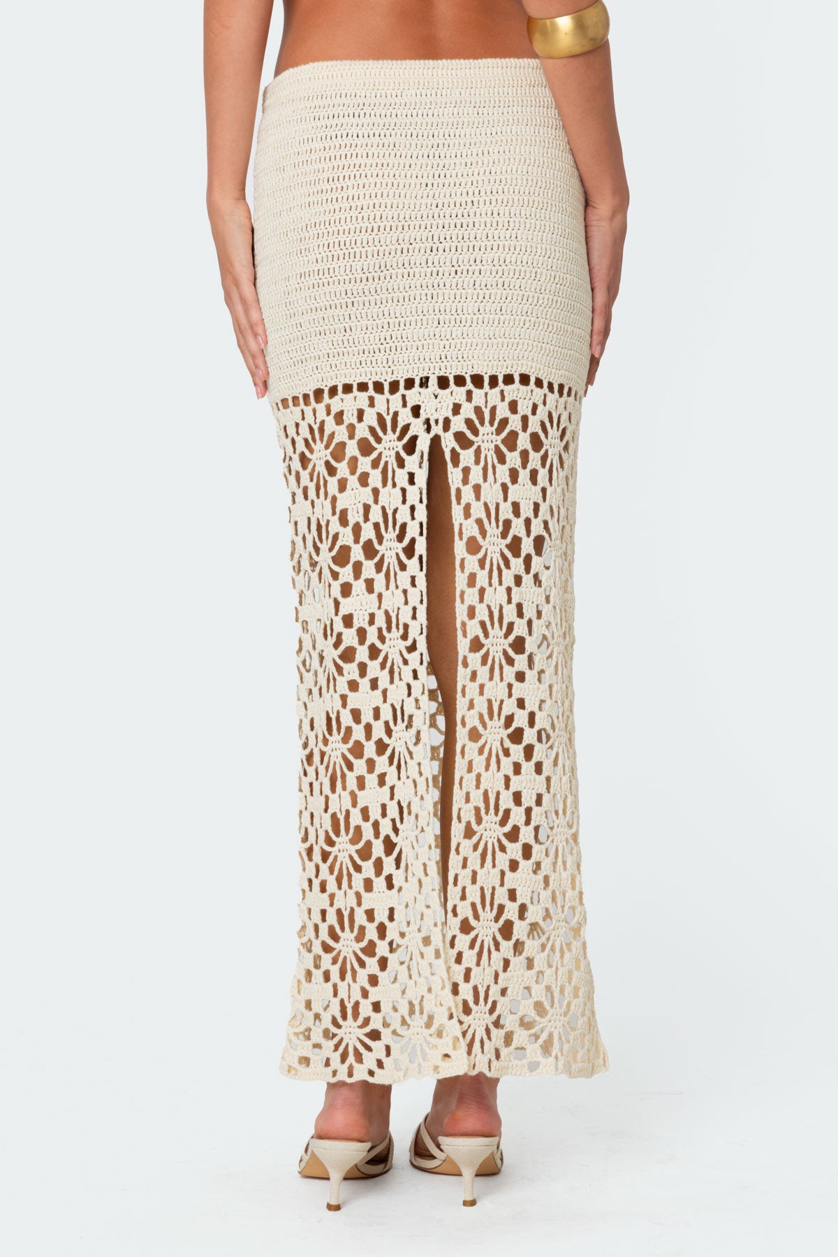 Ida Back Slit Crochet Maxi Skirt-Milans Time
