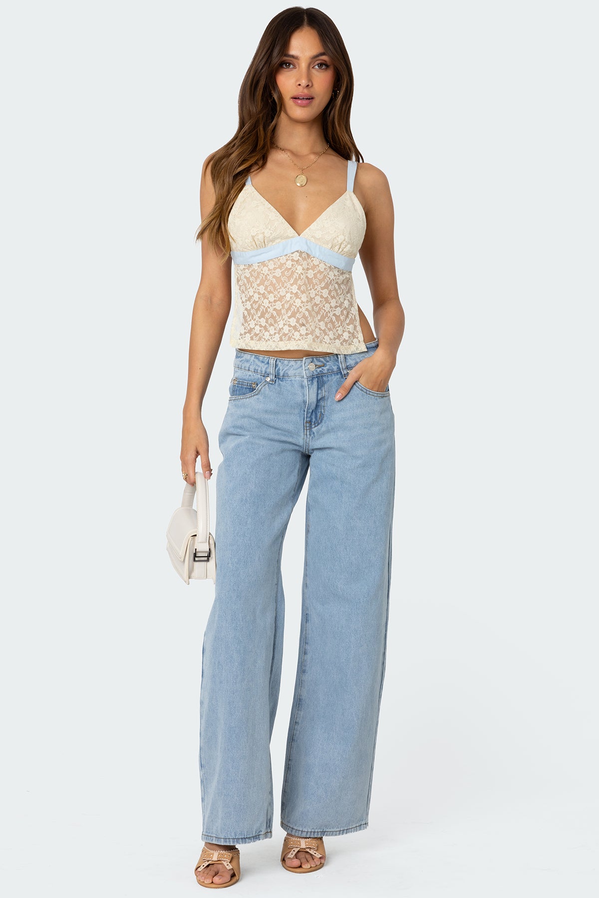 Sheer Lace Open Back Tank Top-Milans Time