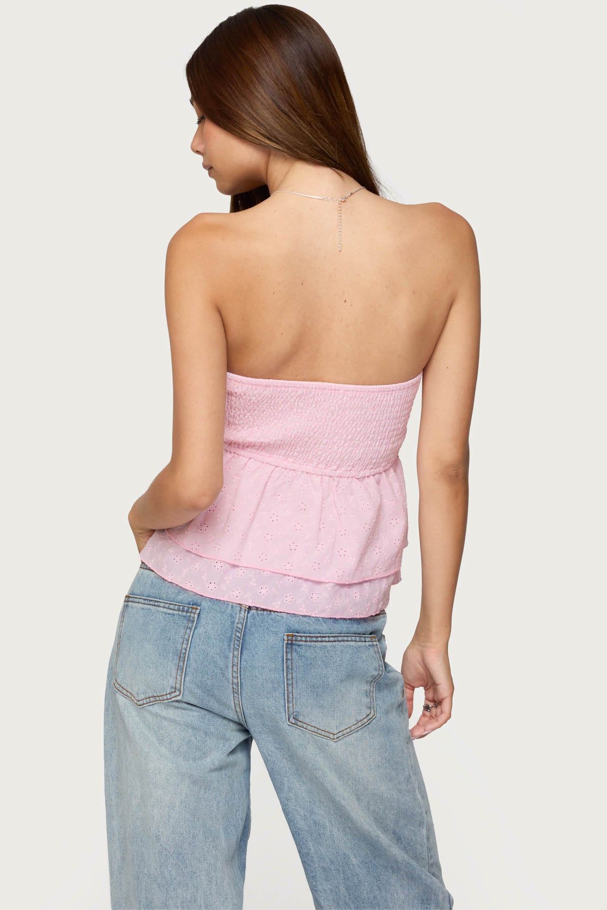Toria Ruffled Eyelet Strapless Top-Milans Time