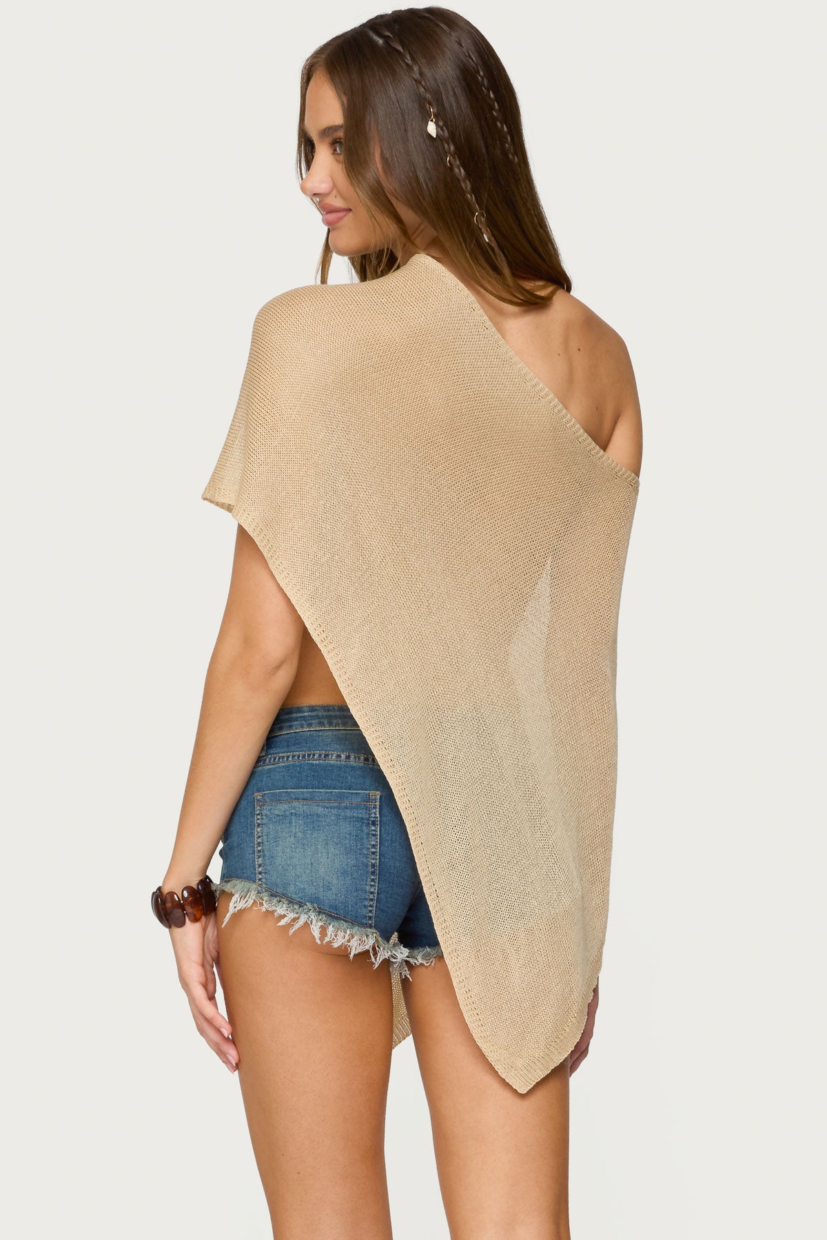 Azalia Asymmetric Knit Poncho-Milans Time
