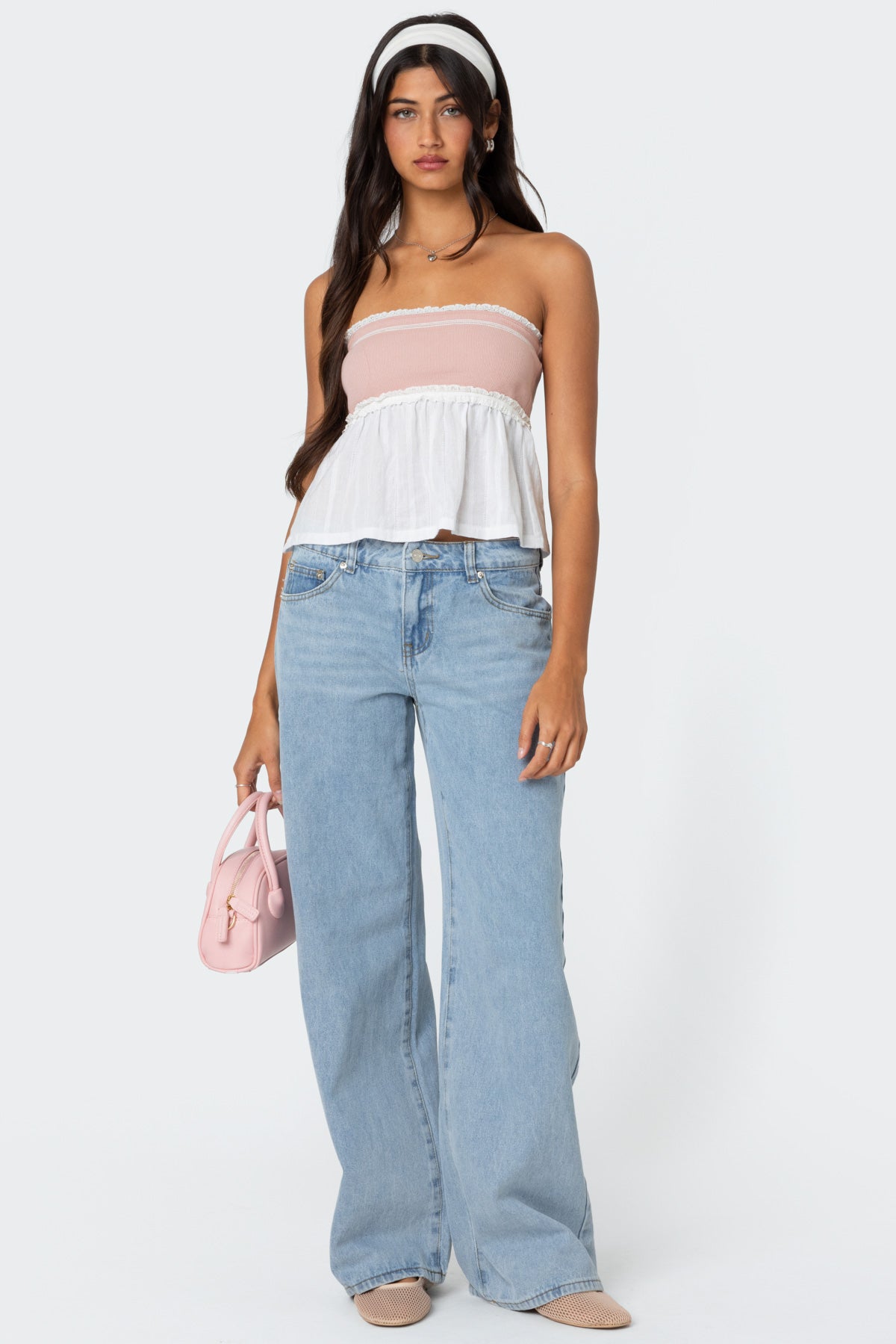 Rena Ribbed Peplum Tube Top-Milans Time