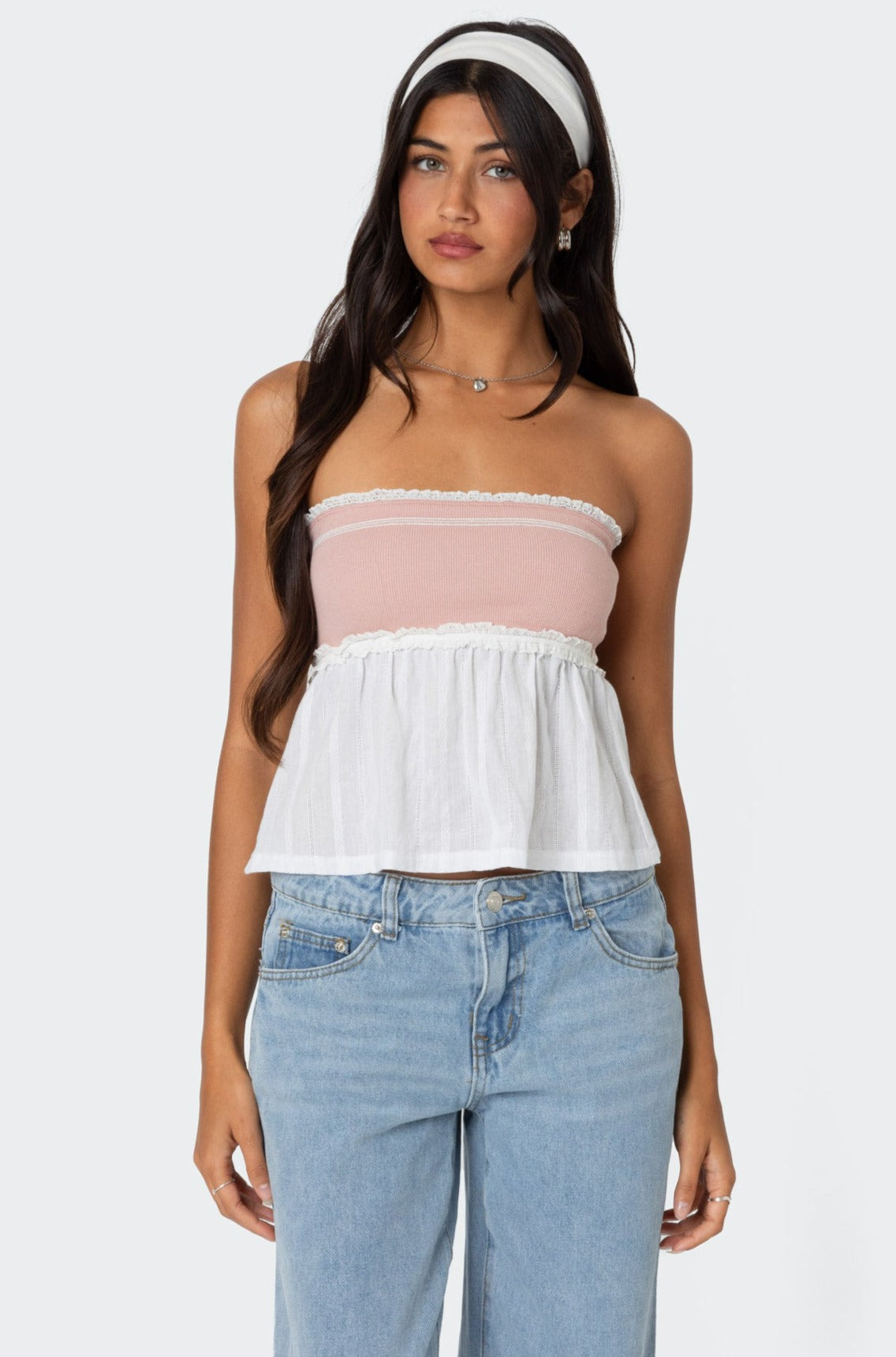 Rena Ribbed Peplum Tube Top-Milans Time