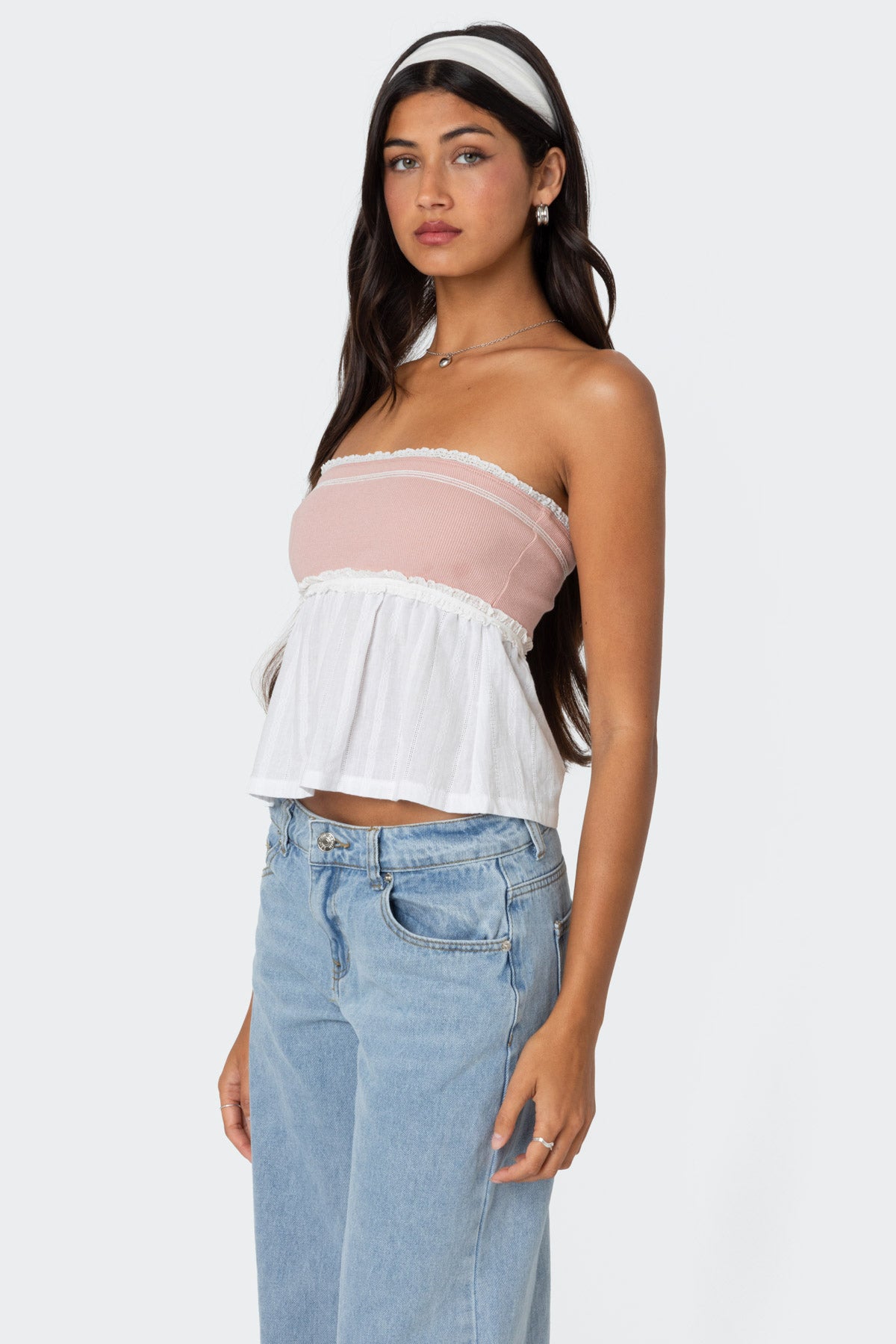 Rena Ribbed Peplum Tube Top-Milans Time
