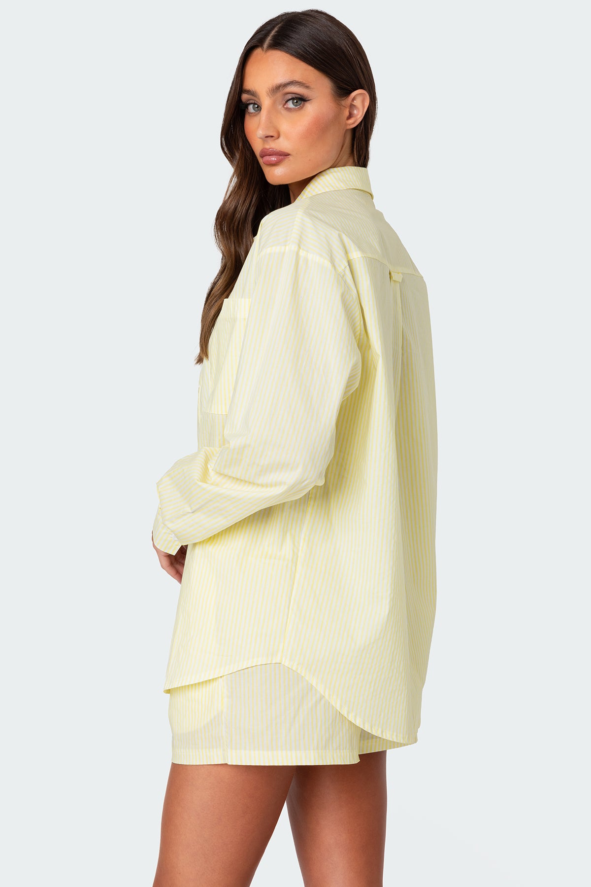 Oversized Pinstripe Button Up Shirt-Milans Time
