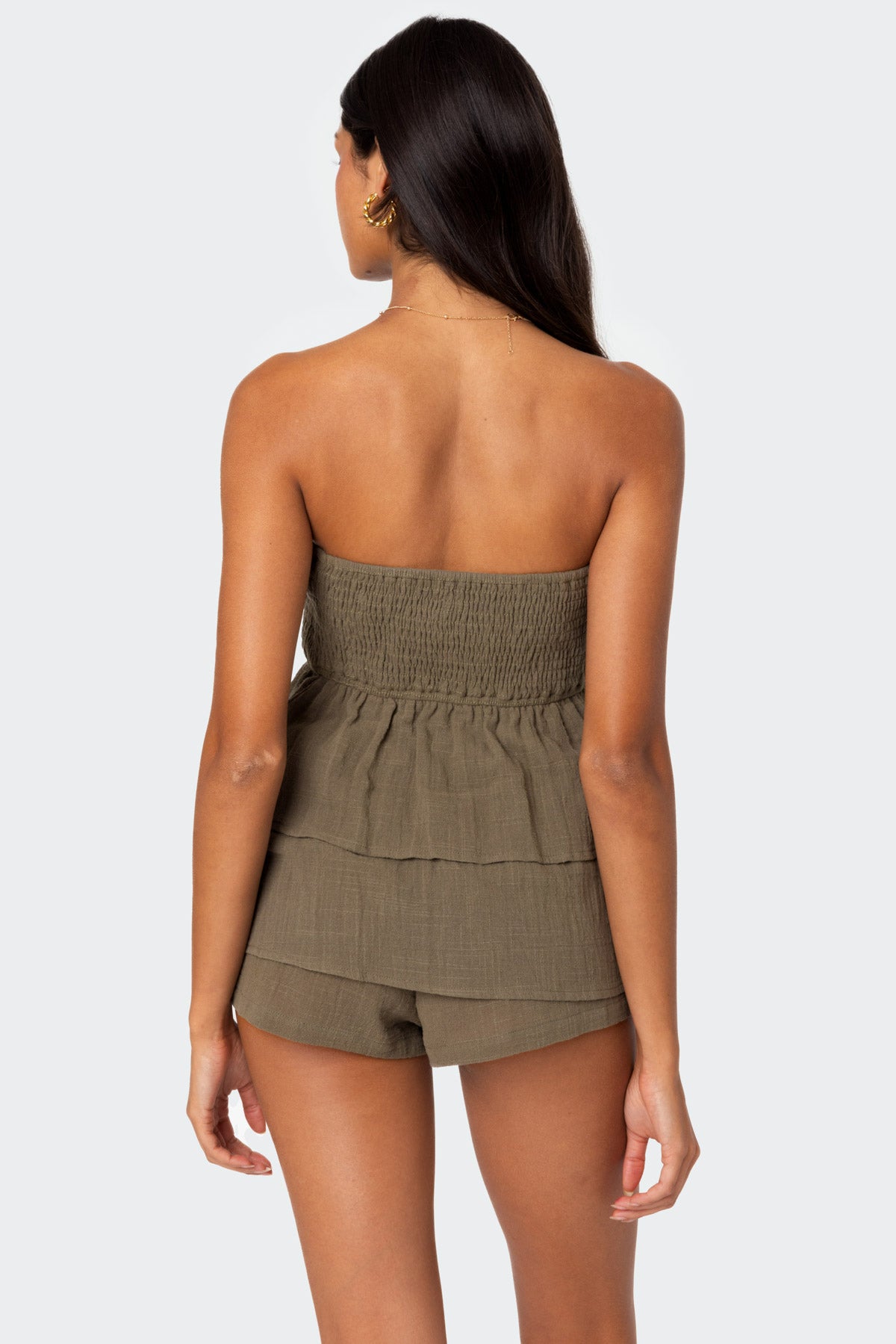 Harleigh Ruffled Linen Look Tube Top-Milans Time