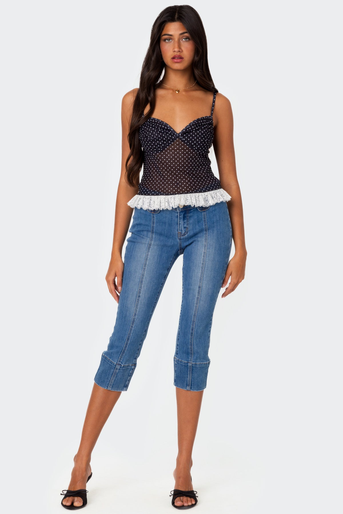 Polka Dot Cupped Mesh Top-Milans Time
