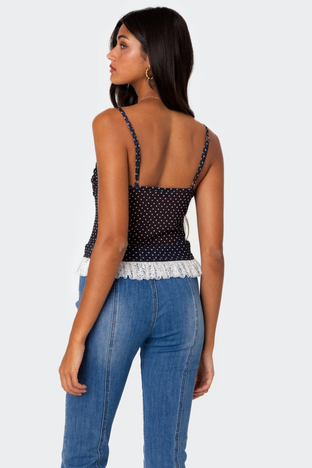 Polka Dot Cupped Mesh Top-Milans Time