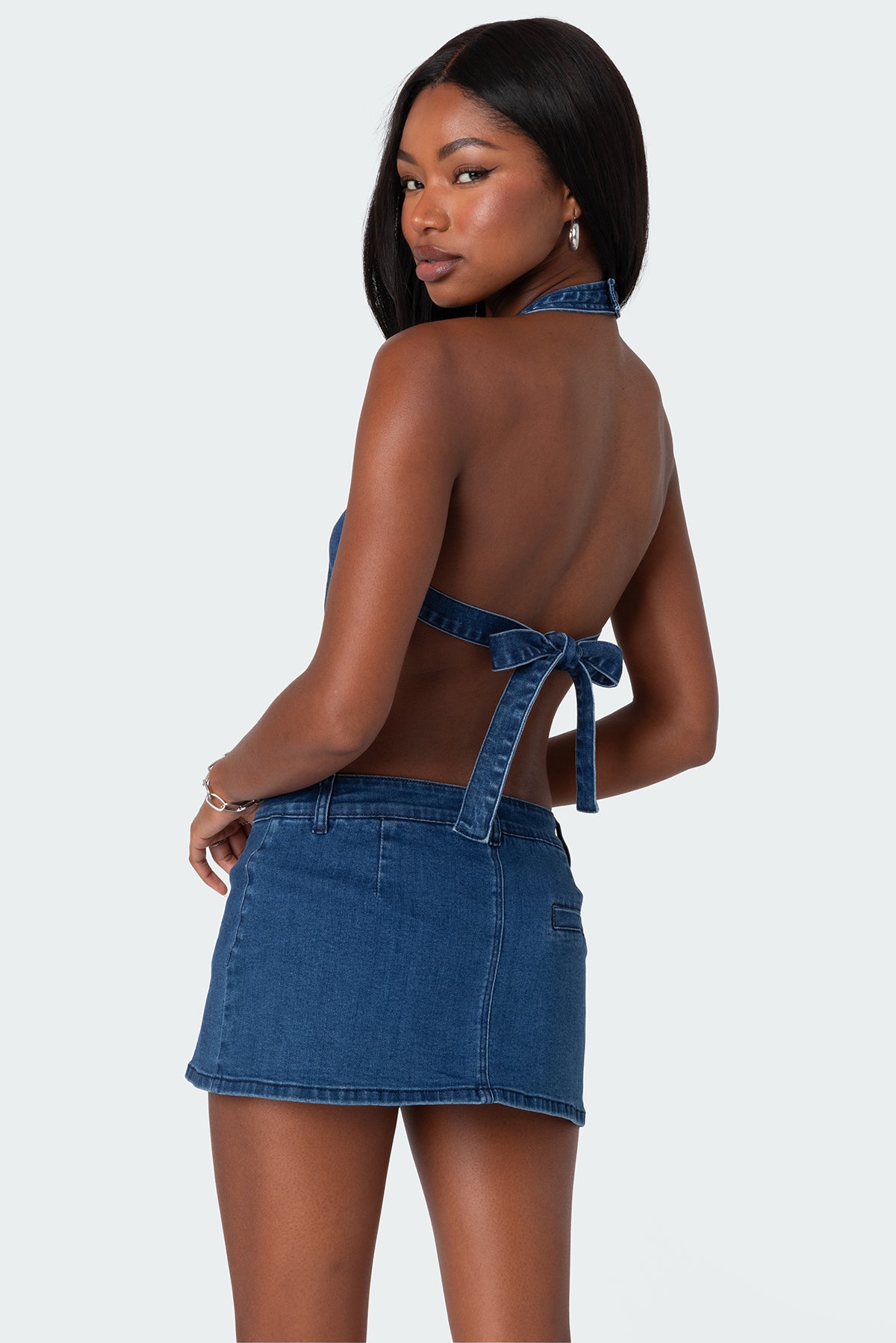 Sydnie Denim Open Back Top-Milans Time